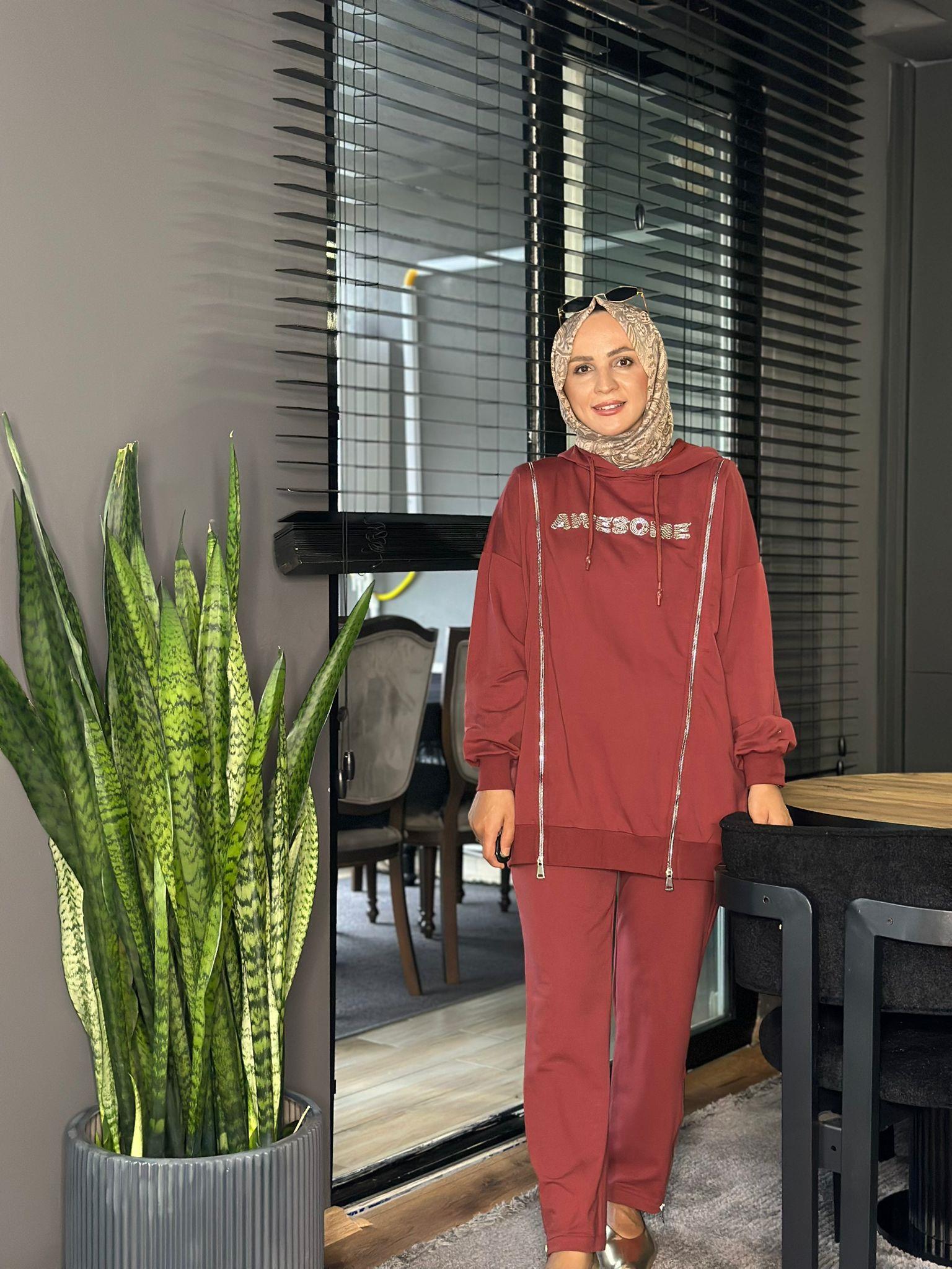 5566 KAPŞONLU AWESOME TAKIM BORDO 