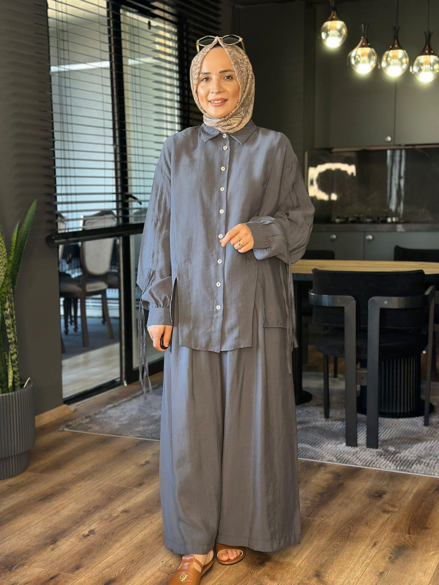 5670 ASİMETRİK KESİM ANTRASİT GRİ TAKIM 