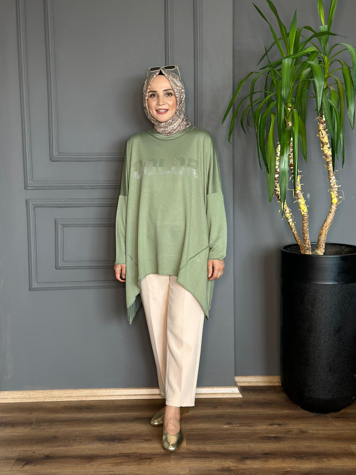 5686 COLOR SWEAT YEŞİL