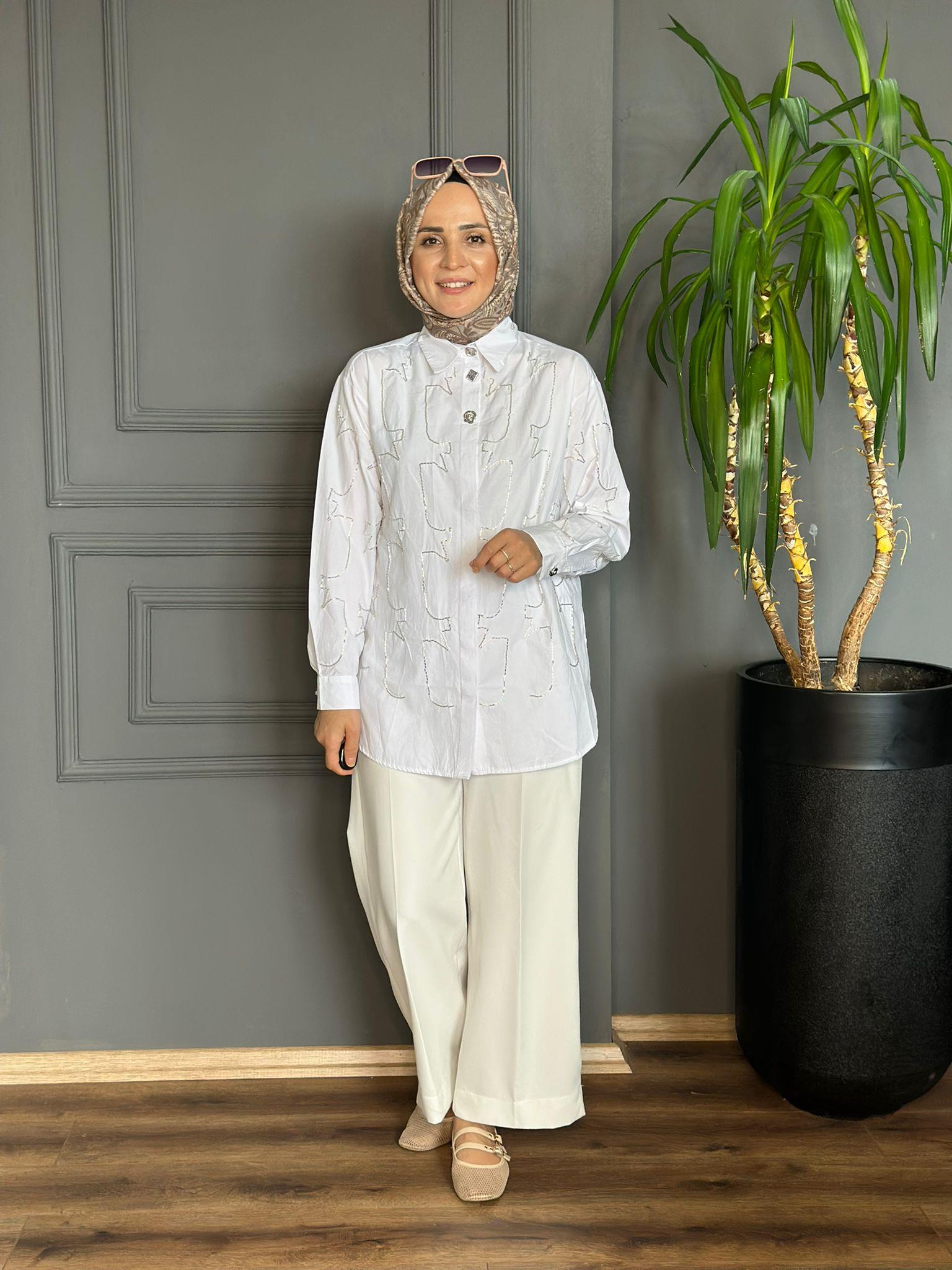 5692 TAŞLI TUNİK BEYAZ 