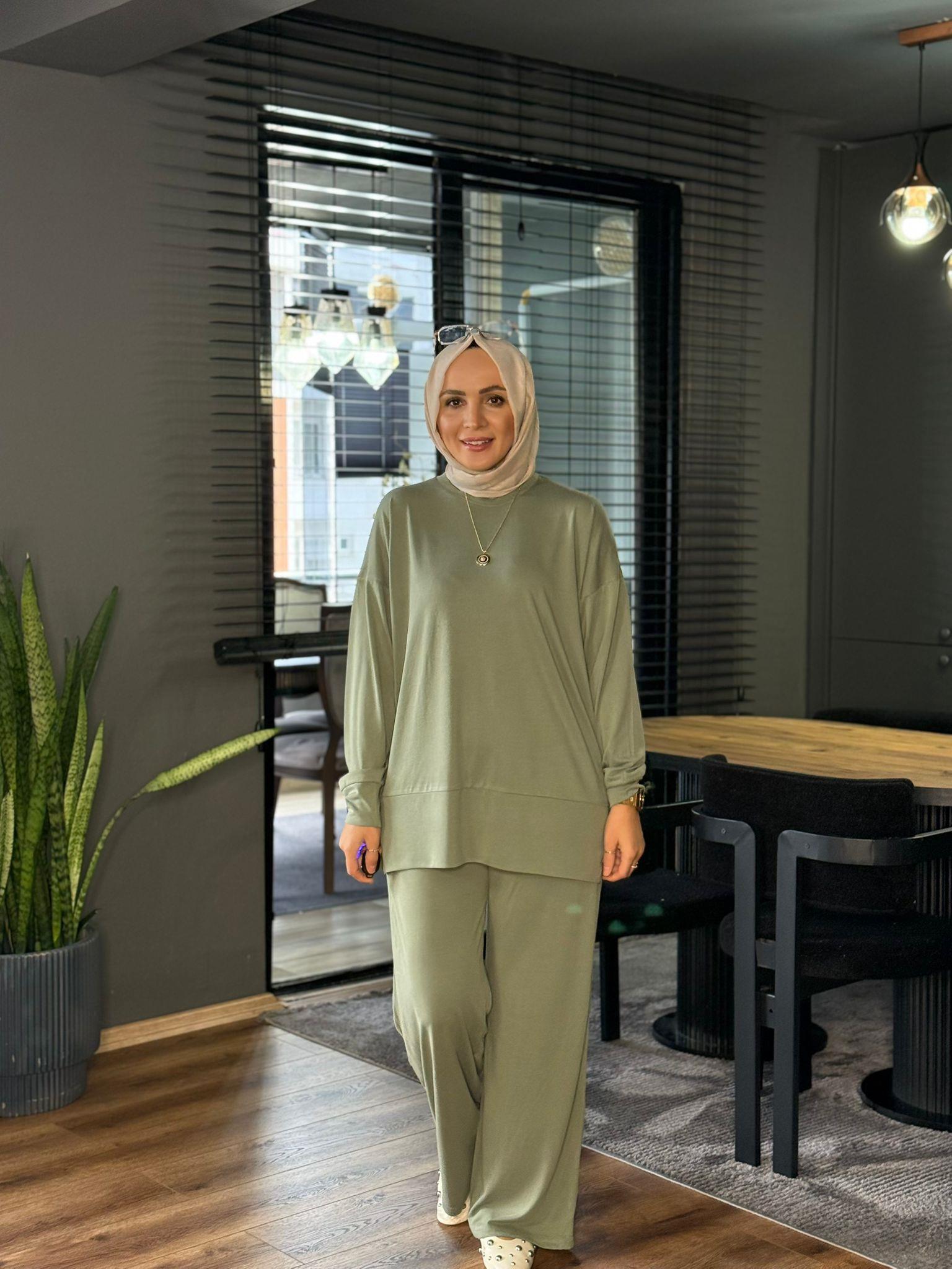 5715 OYSHO KUMAŞ İKİLİ TAKIM YEŞİL 