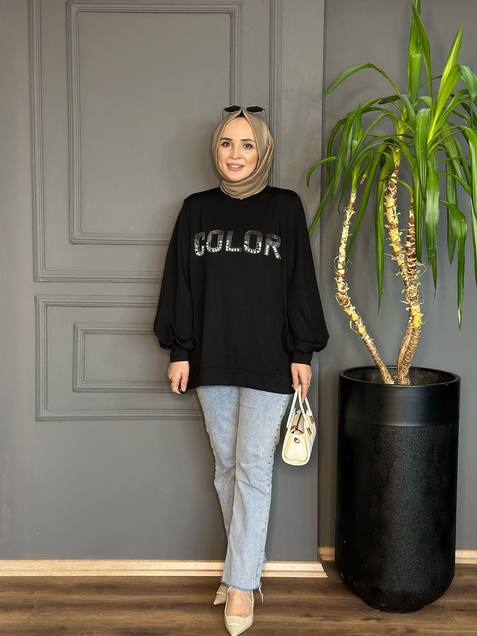 5745 COLOR SİYAH TUNİK 