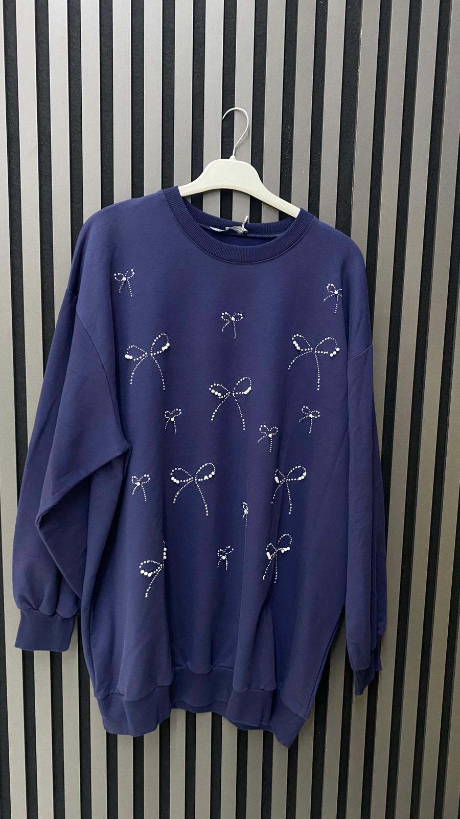 5753 İNCİLİ KELEBEK SWEAT LACİVERT S-M