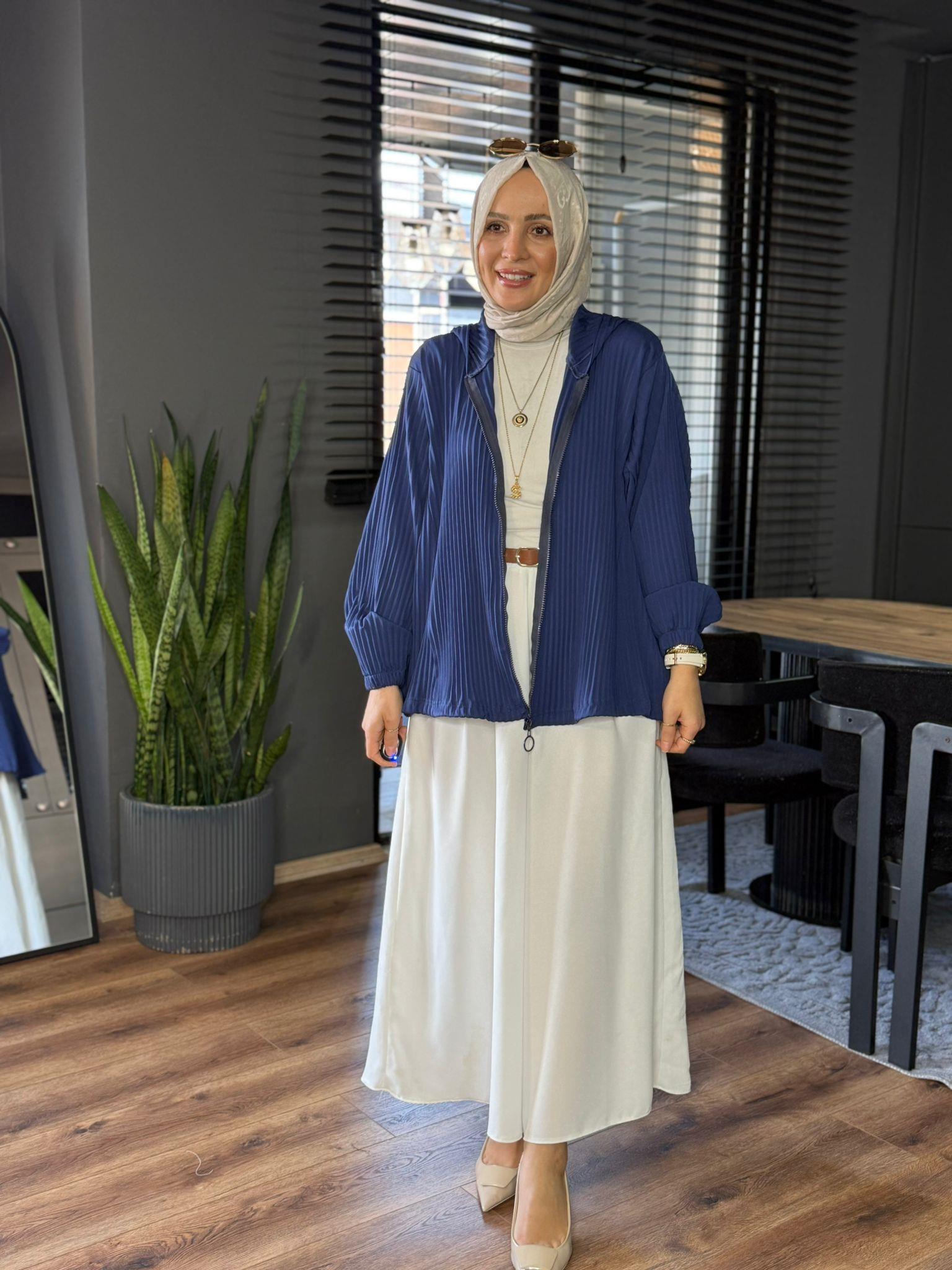 5780 PİLELİ KAPİŞONLU LACİVERT 