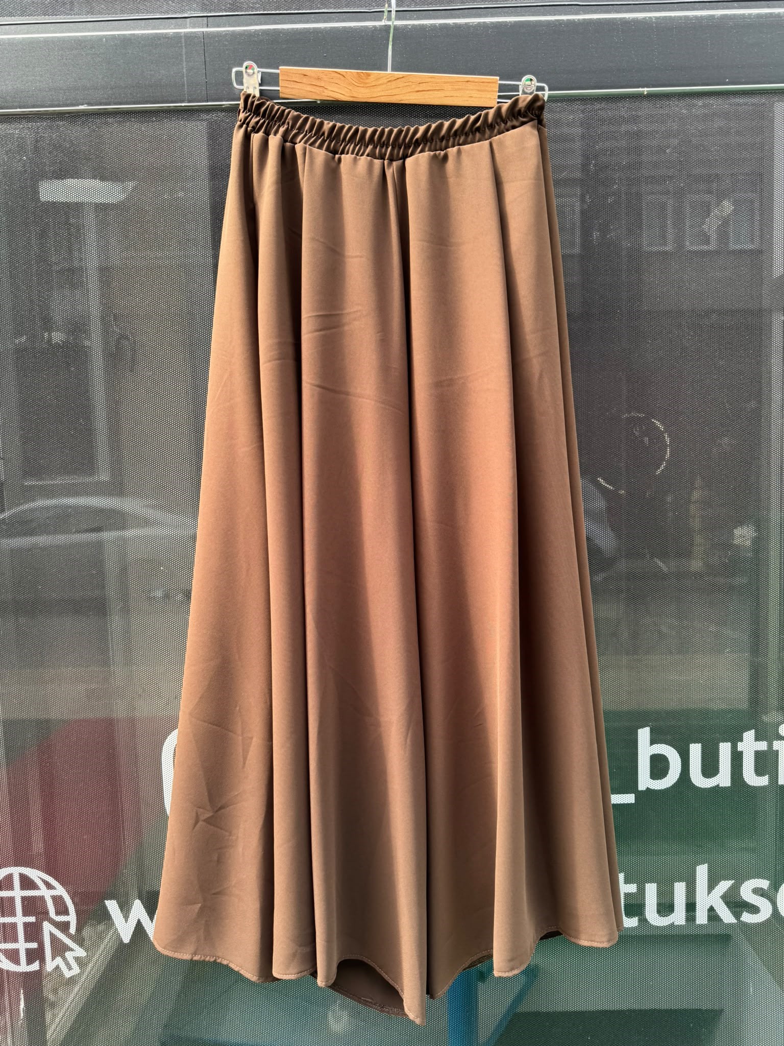 6137 KREP KUMAŞ ETEK PANTOLON KAHVERENGİ 