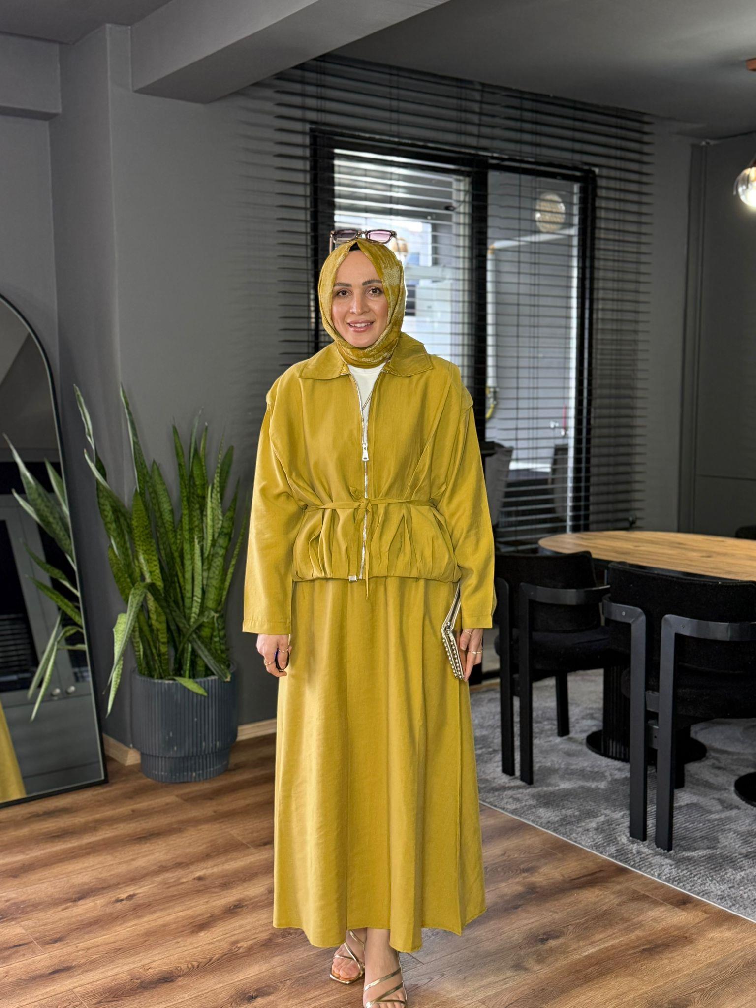 6175 FERMUAR DETAY ETEKLİ TAKIM HARDAL 