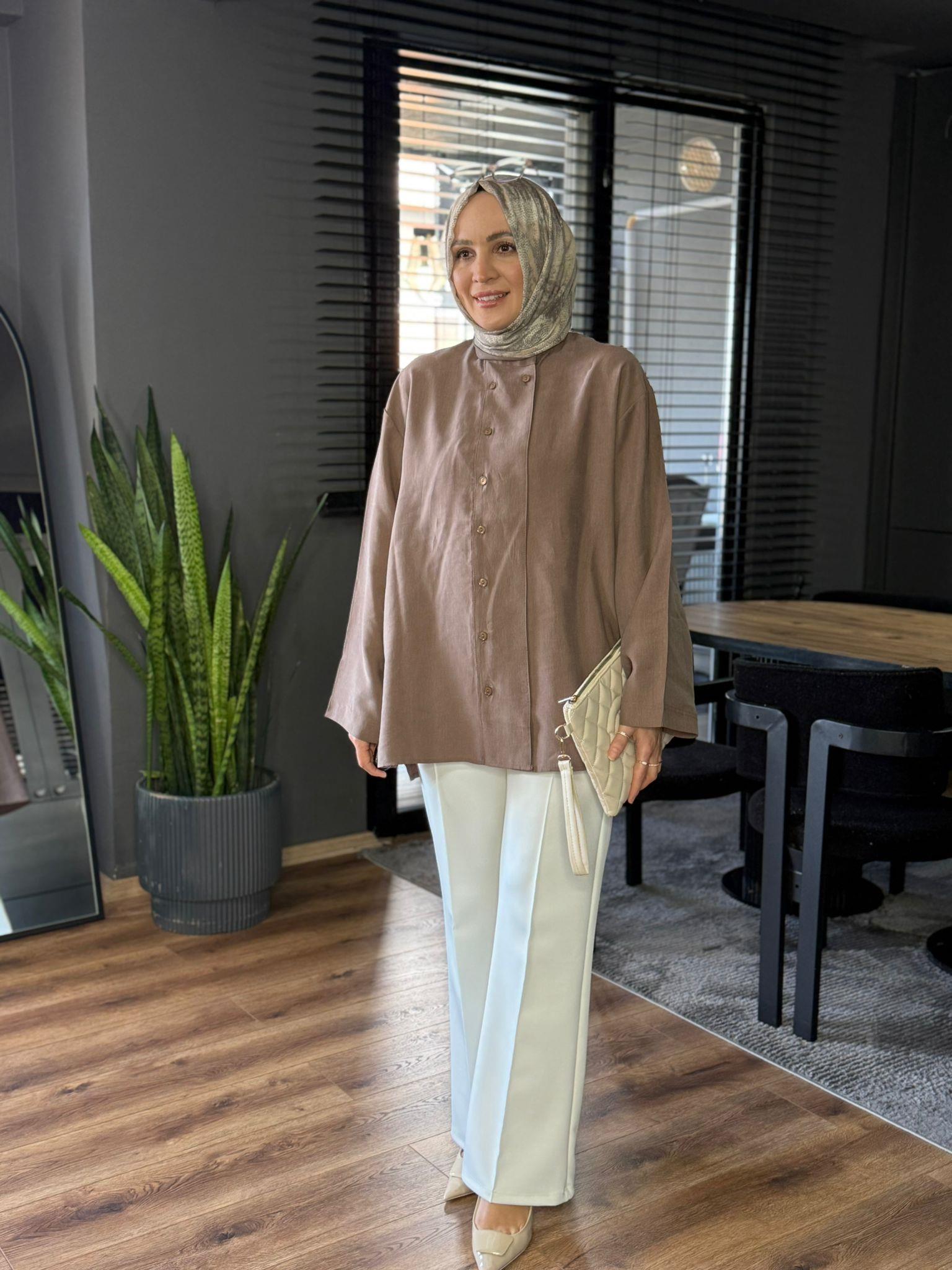 6299 DİK YAKA GÖMLEK KAHVERENGİ 