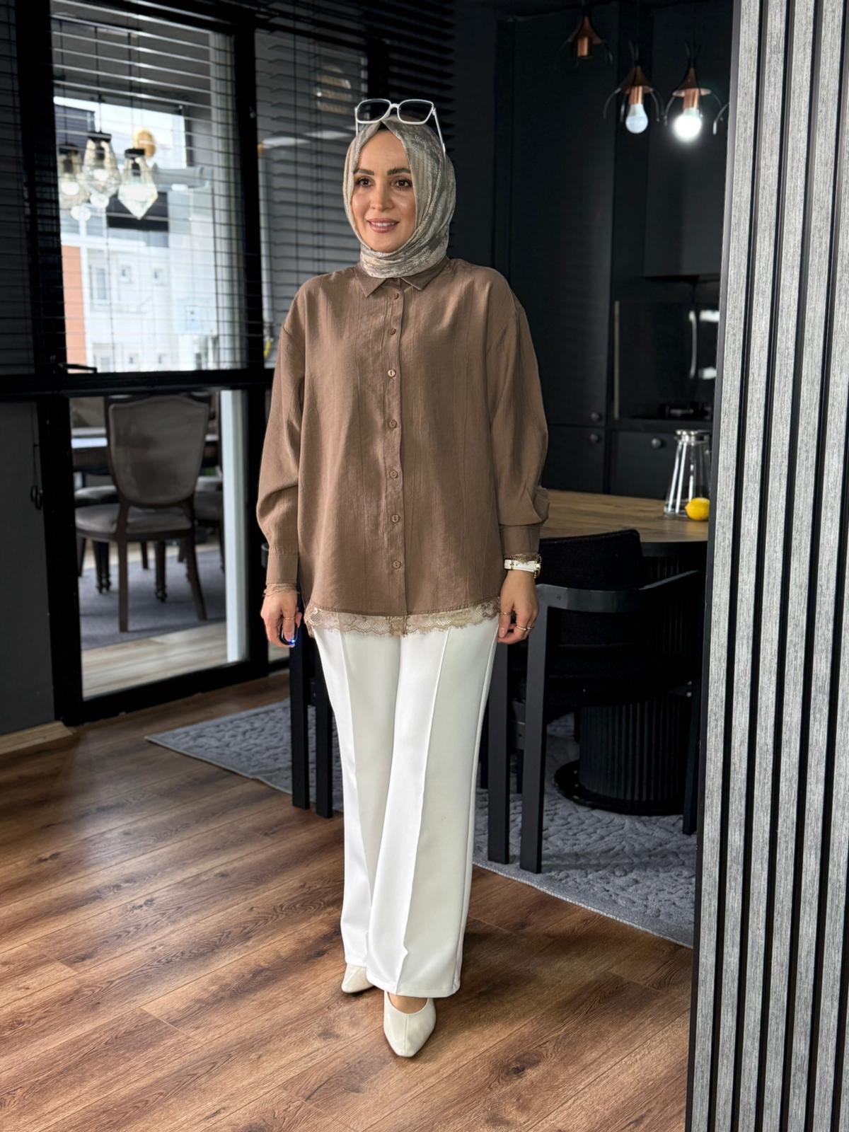 6394 FİSTOLU GÖMLEK KAHVERENGİ 