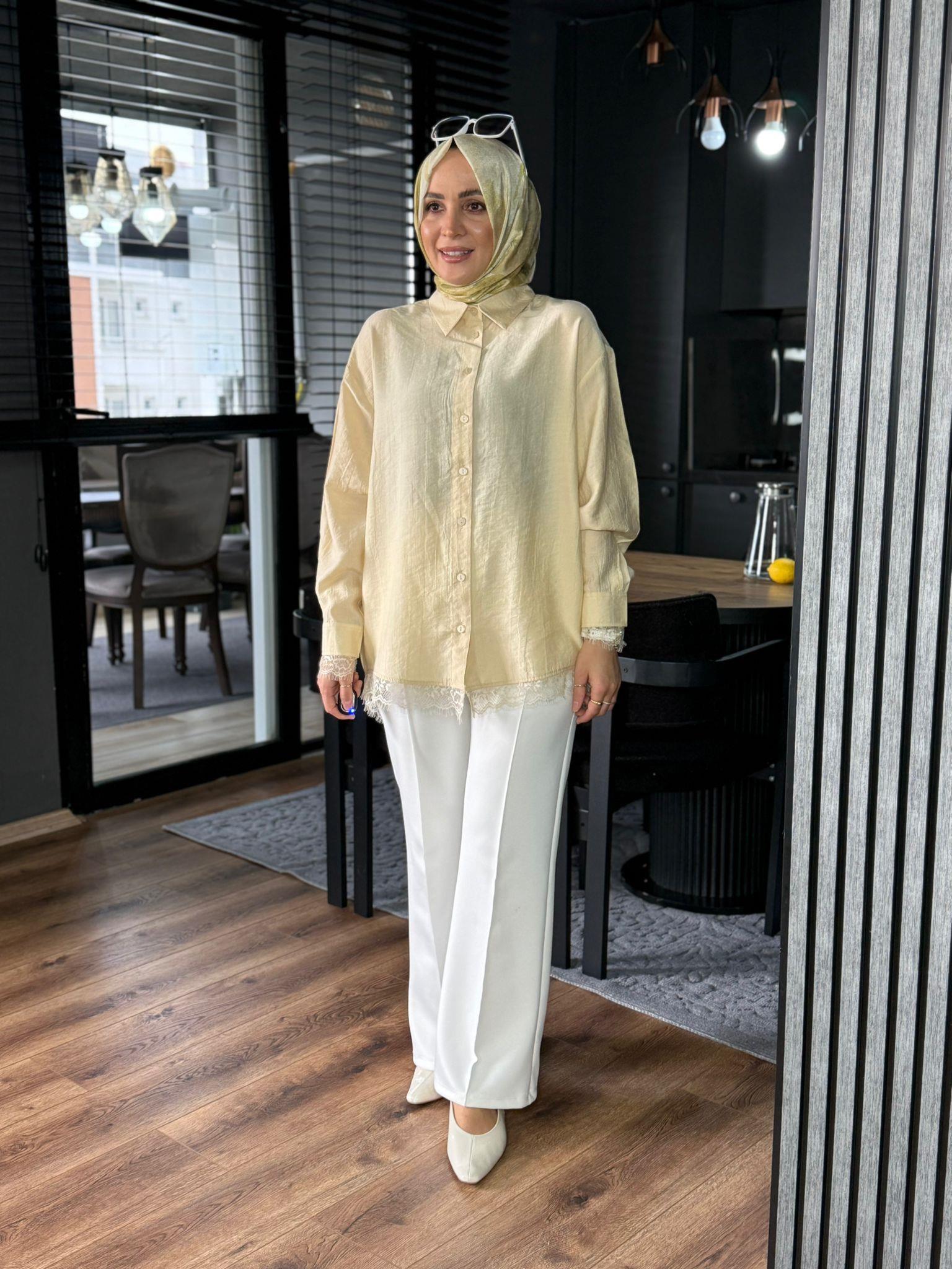 6394 FİSTOLU GÖMLEK KREM 
