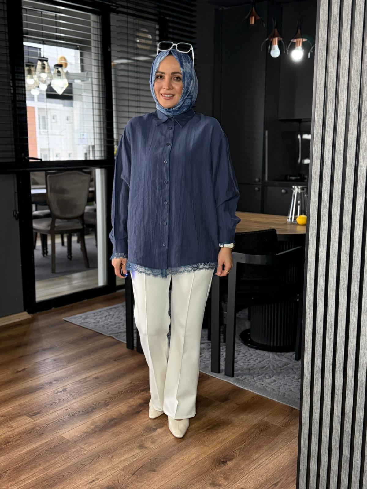 6394 FİSTOLU GÖMLEK LACİVERT 