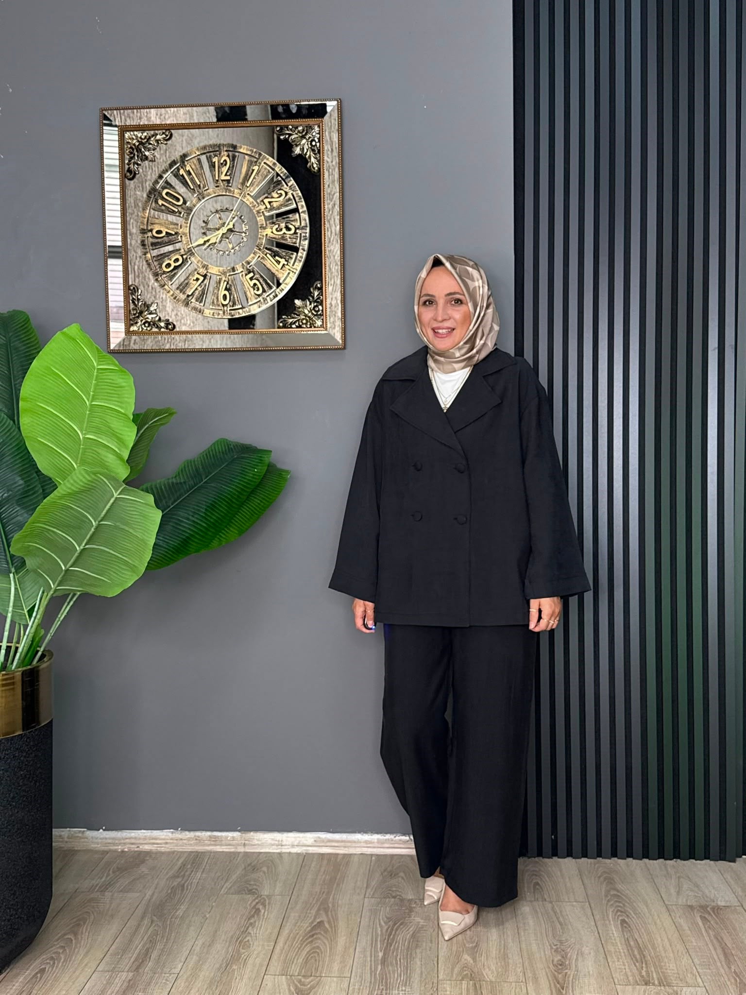 6398 ÇİFT DÜĞMELİ TAKIM SİYAH 