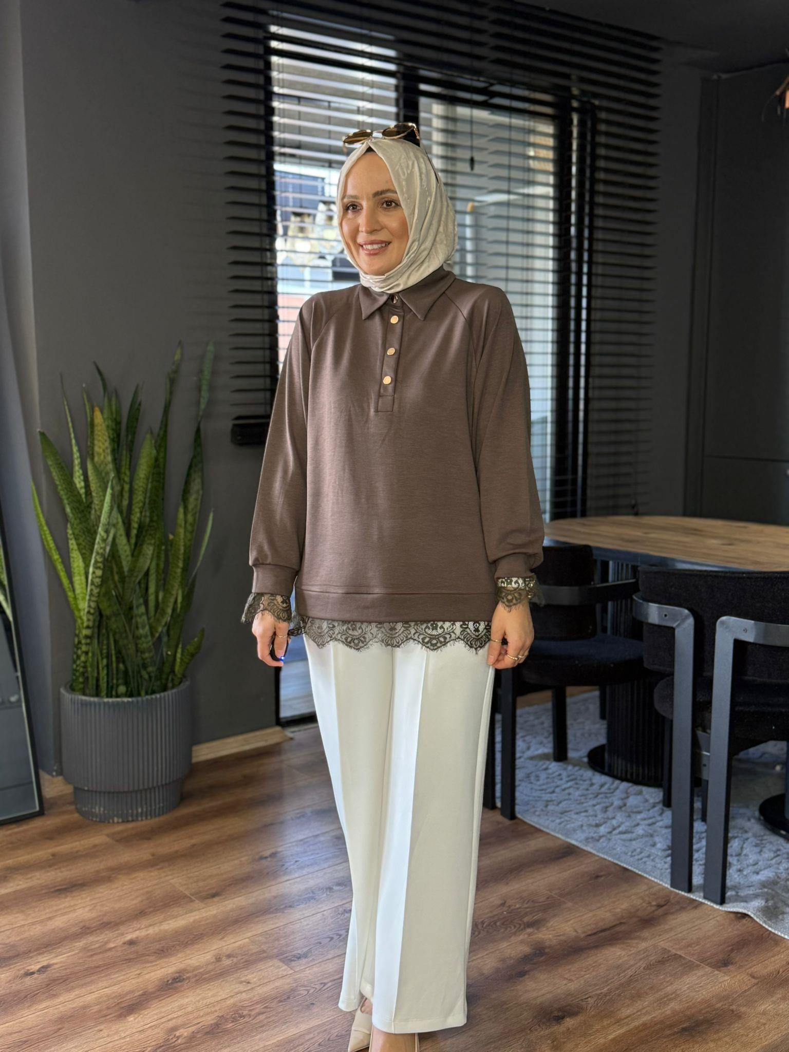 6441 FİSTOLU SWEAT KAHVERENGİ 