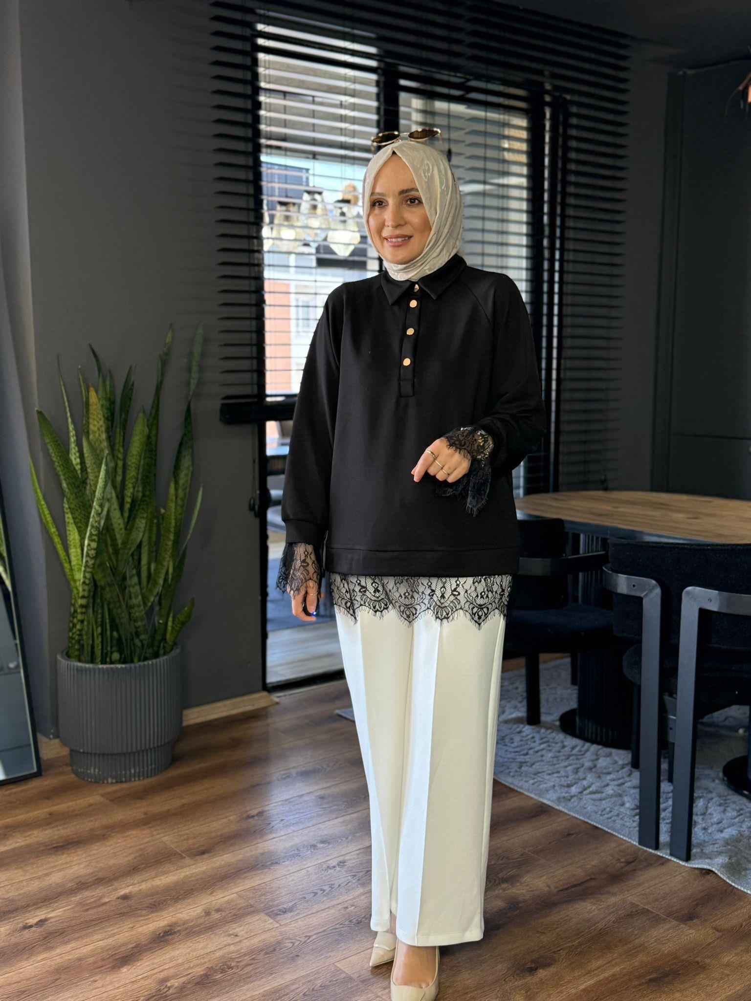 6441 FİSTOLU SWEAT SİYAH 