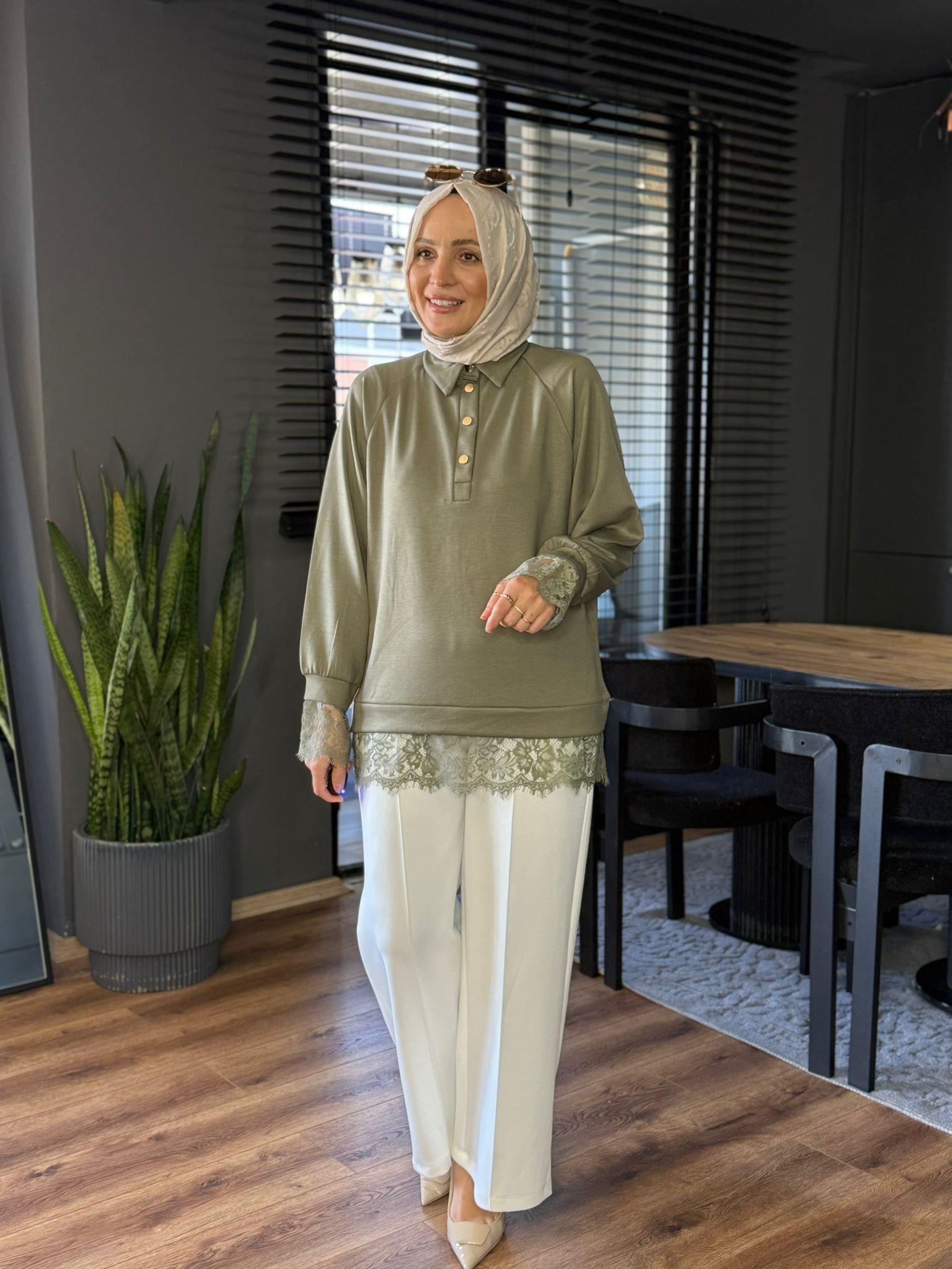6441 FİSTOLU SWEAT YEŞİL 