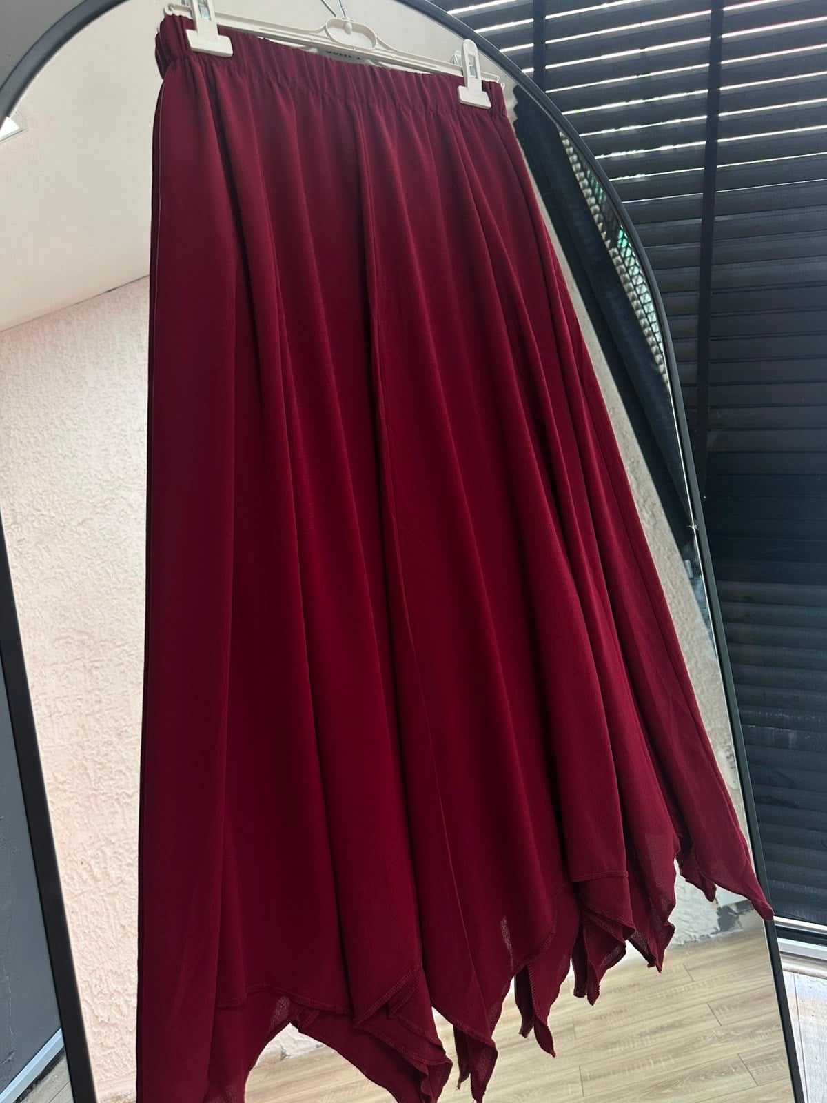 6444 ASİMETRİK KESİM ETEK BORDO STD 