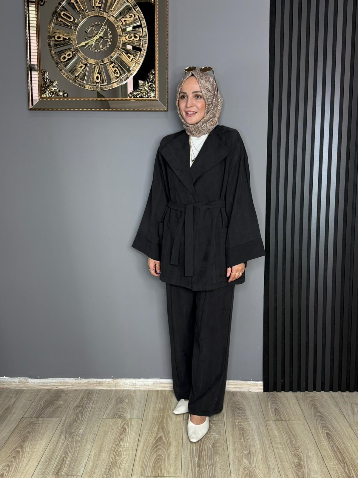 6506 KİMONO TAKIM SİYAH 