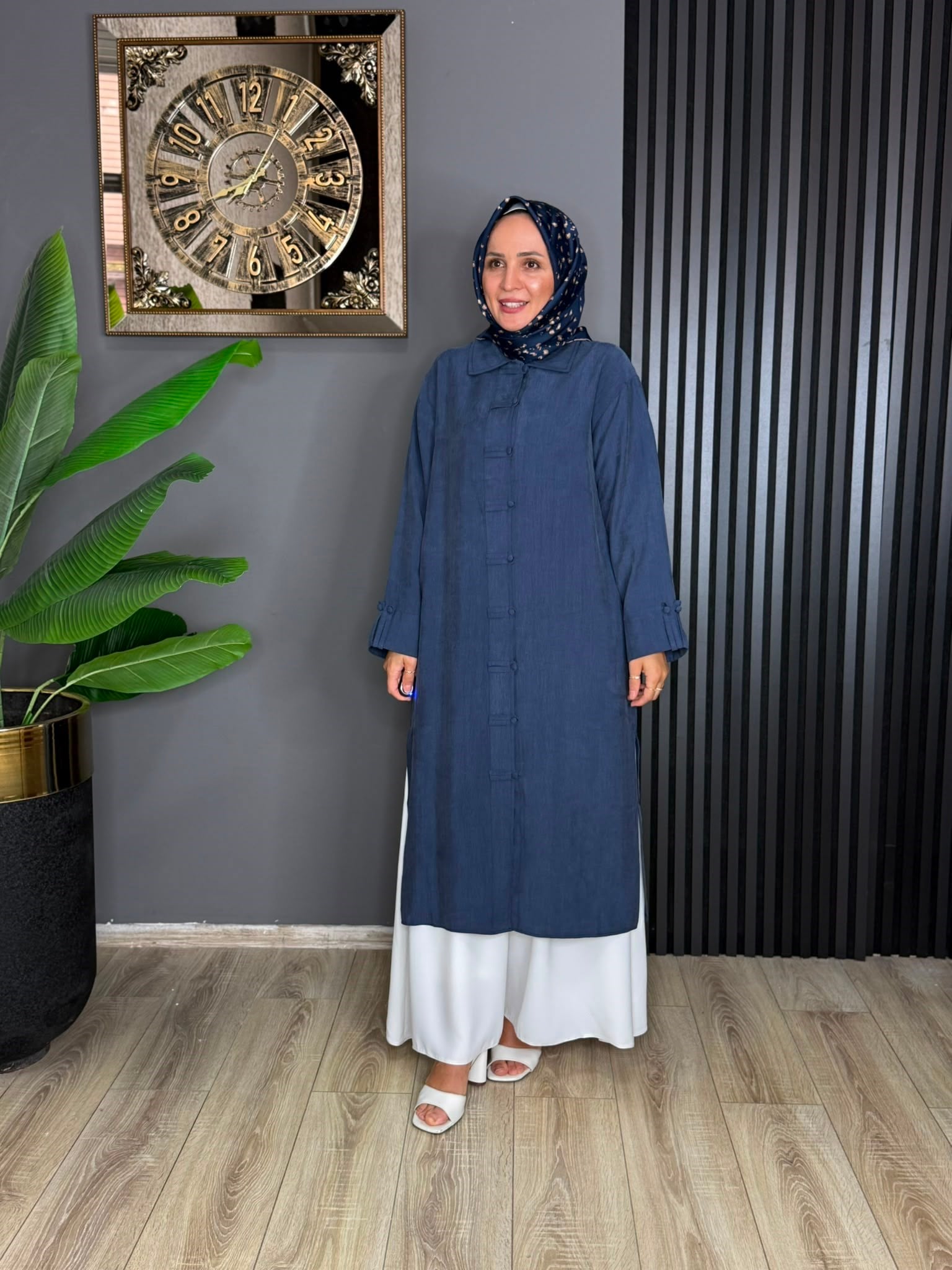 6596 ABAJUR KAP TUNİK LACİVERT   