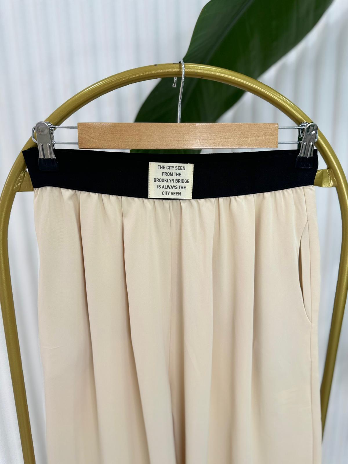 71243 BELİ LASTİKLİ PANTOLON KREM 