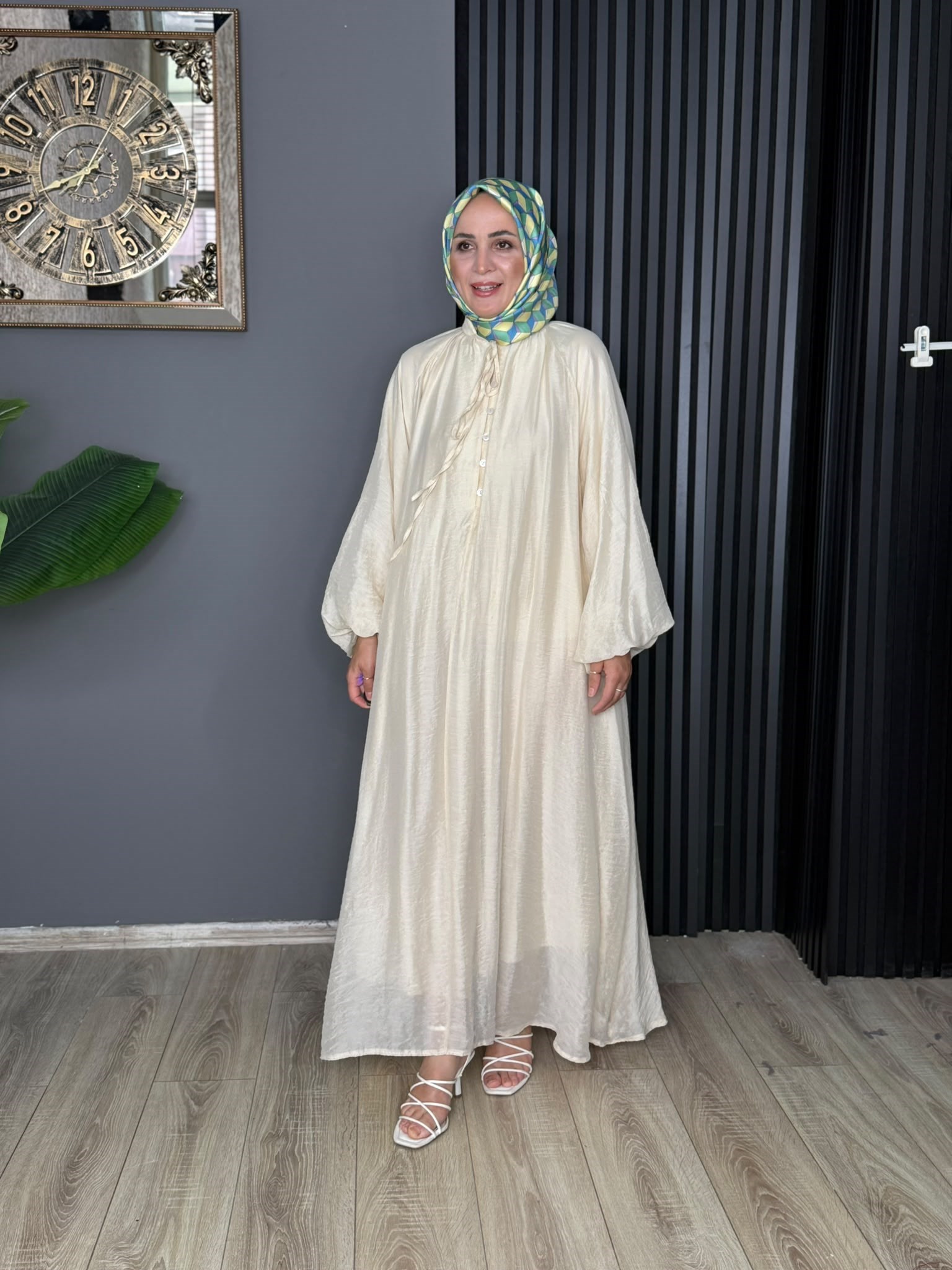 8398 HAZEL ELBİSE KREM