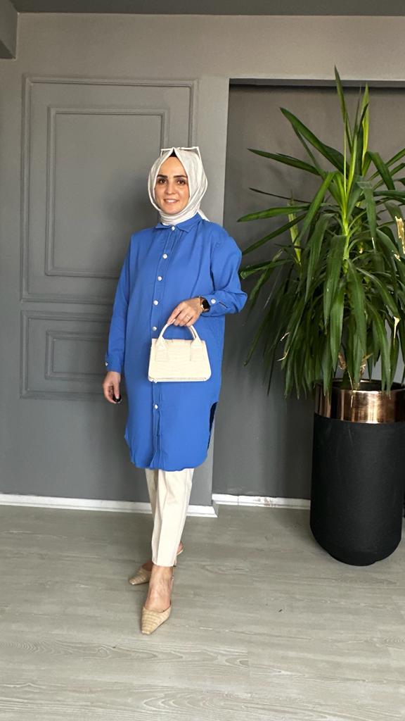 8415 UZUN GÖMLEK MAVİ S-M