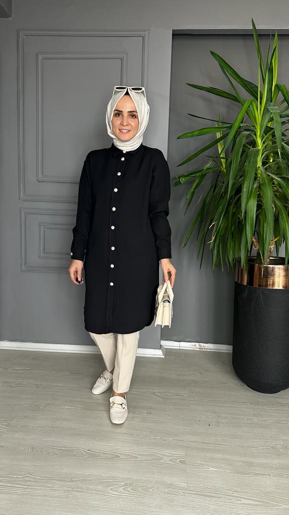 8415 UZUN GÖMLEK SİYAH  L-XL
