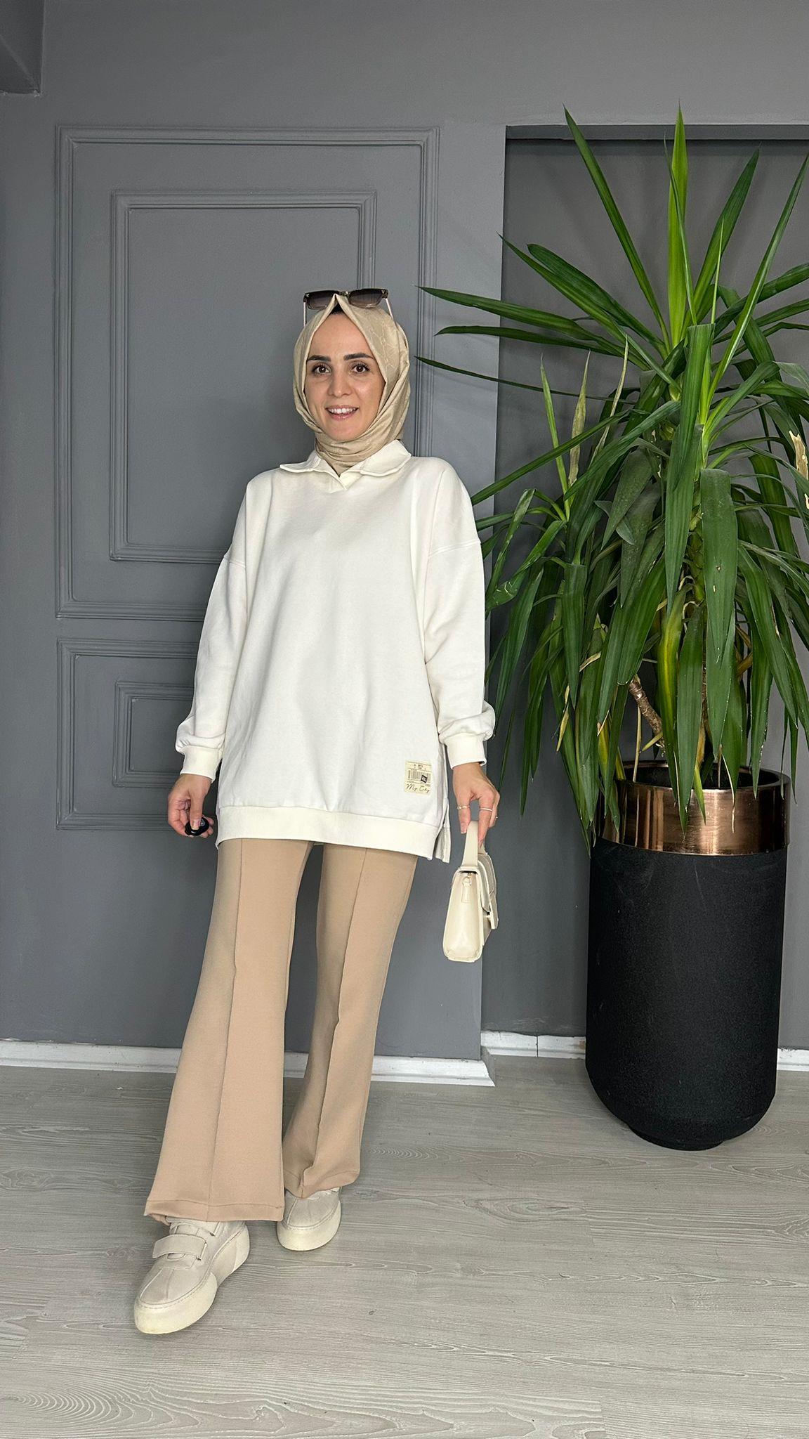 8710 ŞARDONLU SWEAT BEJ S-M