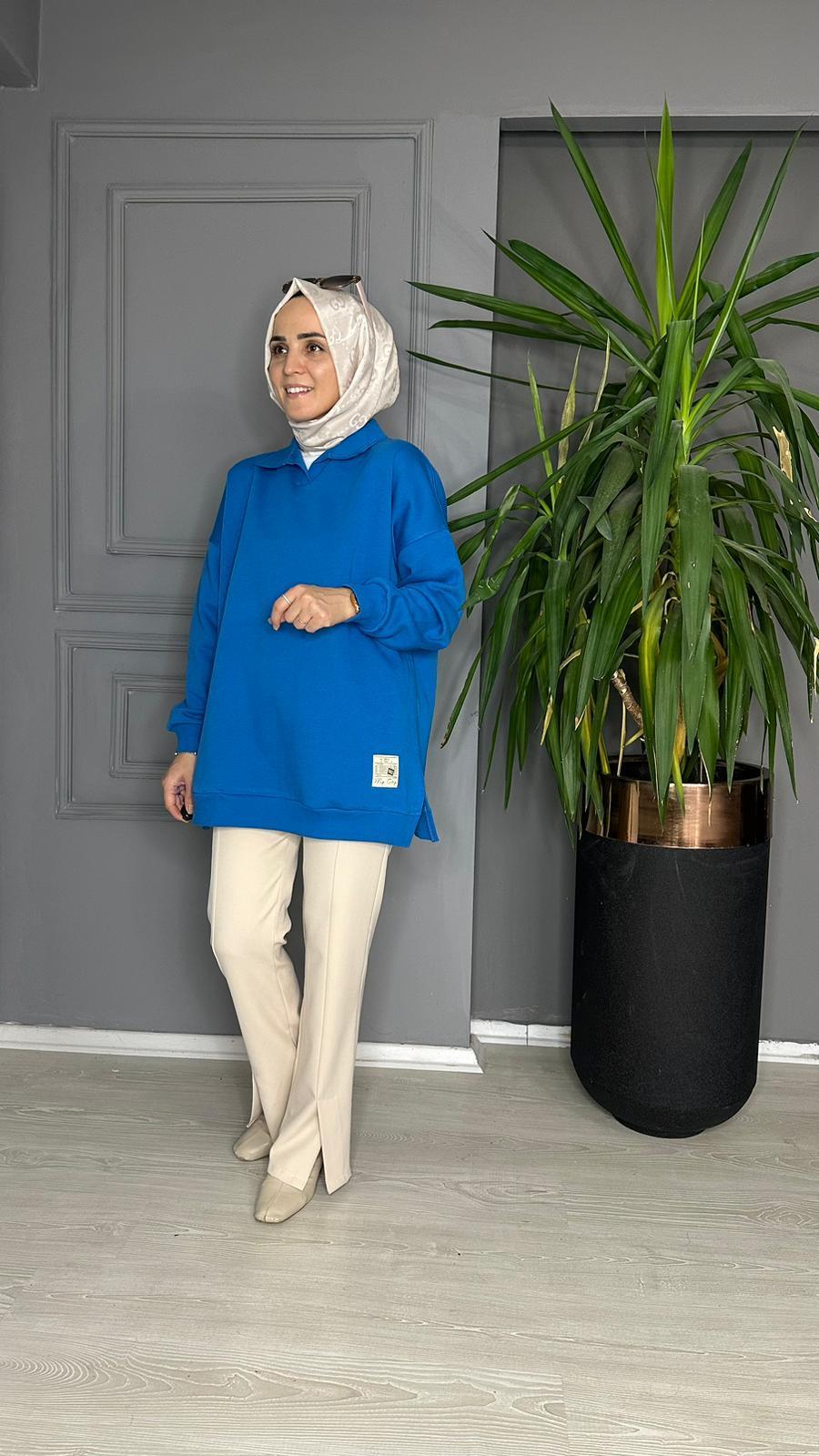 8710 ŞARDONLU SWEAT MAVİ