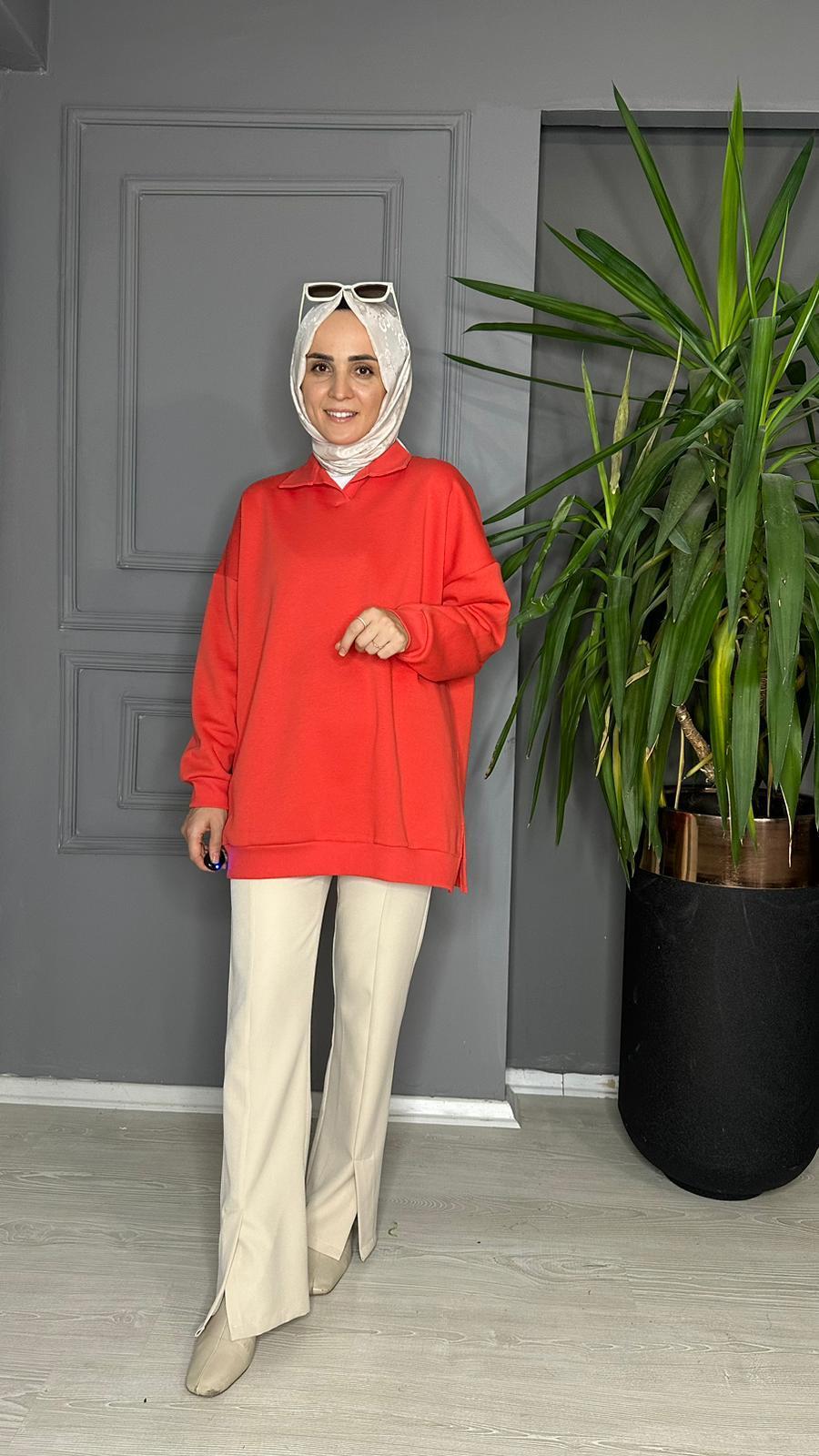 8710 ŞARDONLU SWEAT TURUNCU