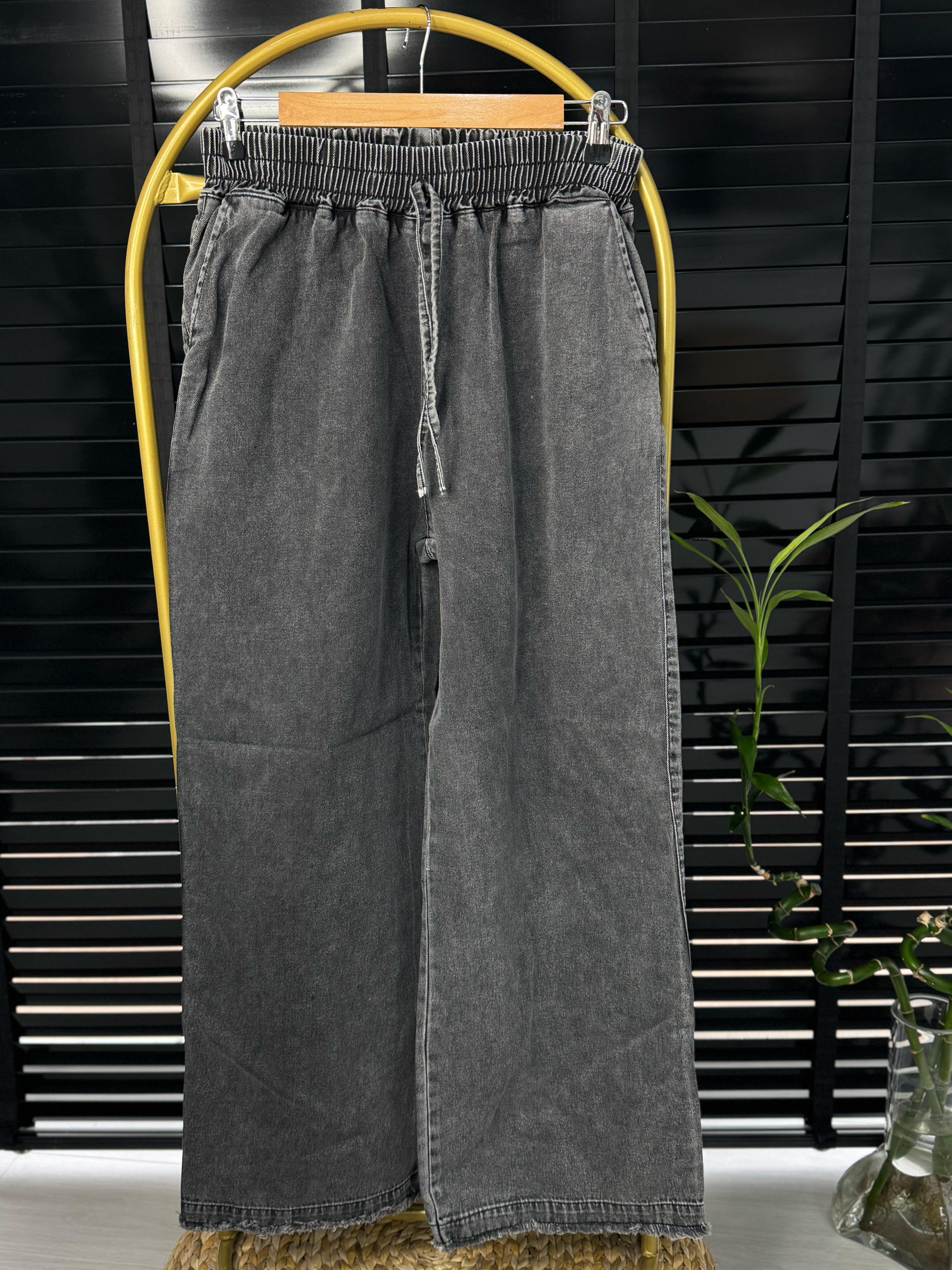 8908 BELİ LASTİKLİ KOT PANTOLON GRİ 