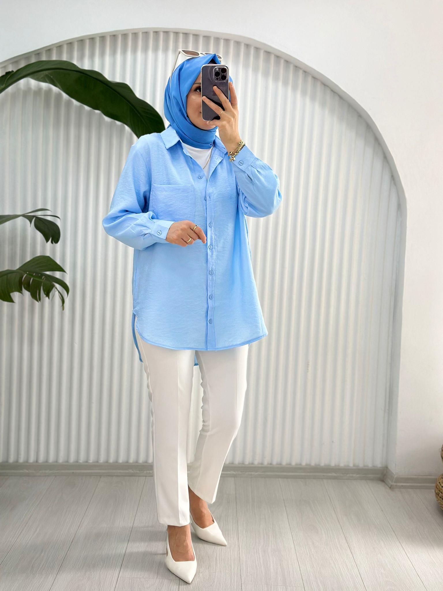 9071 CEPLİ GÖMLEK BEBE MAVİ