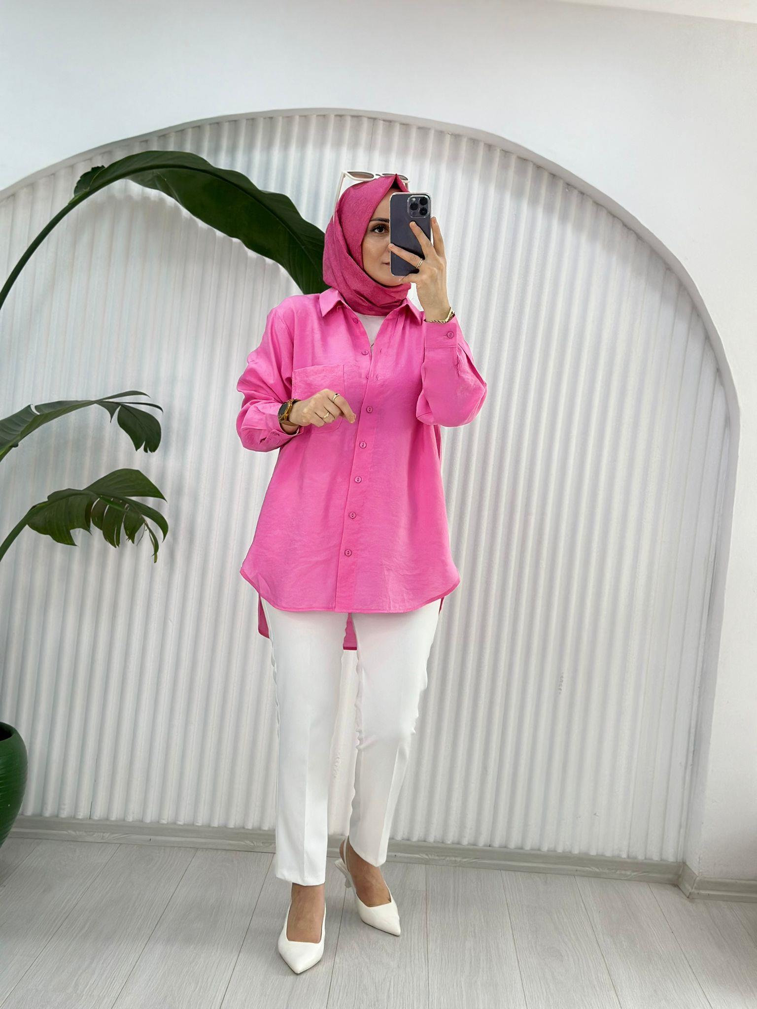 9071 CEPLİ GÖMLEK PEMBE 