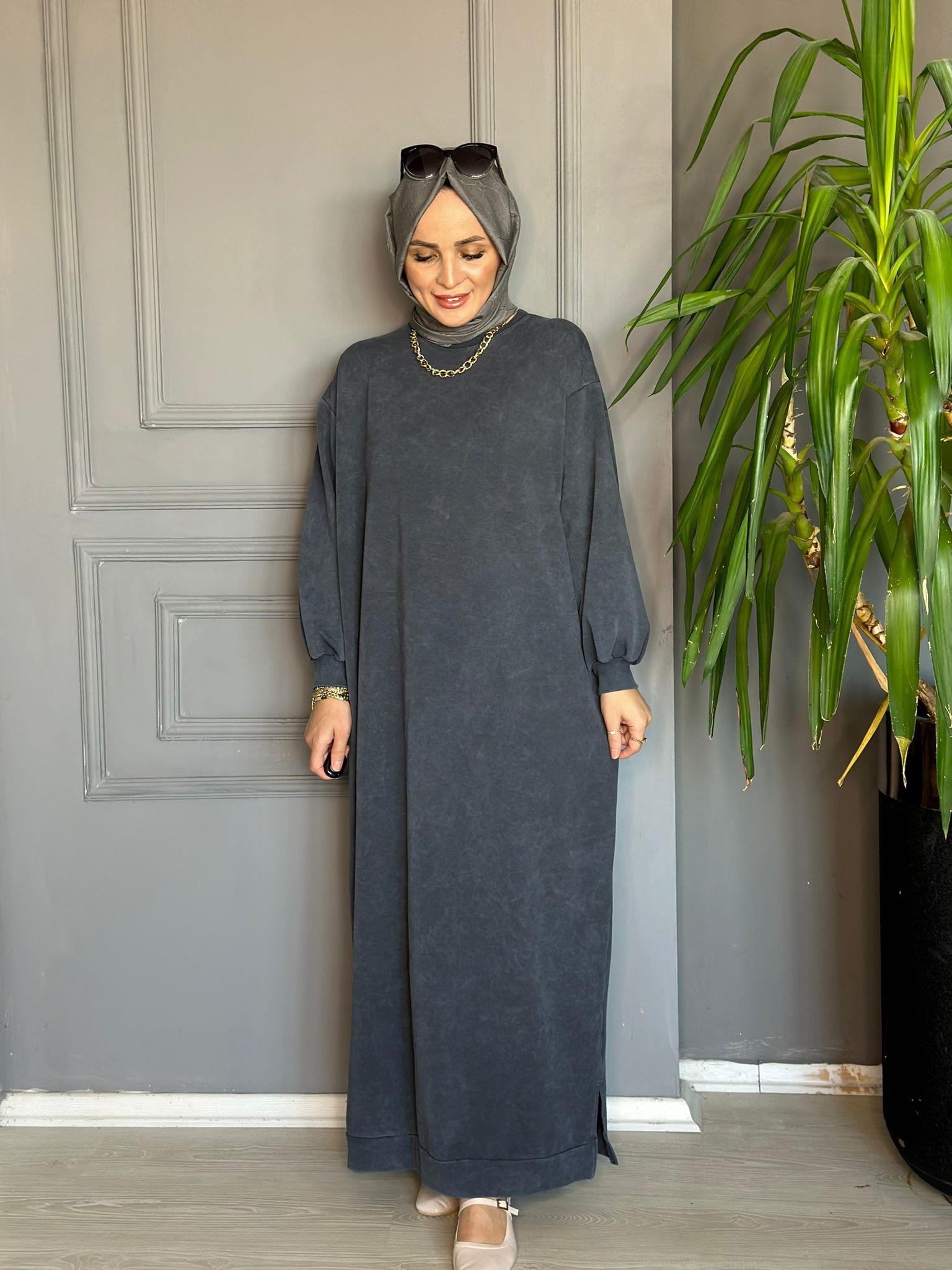 9296 TEK İPLİK SWEAT ELBİSE GRİ 