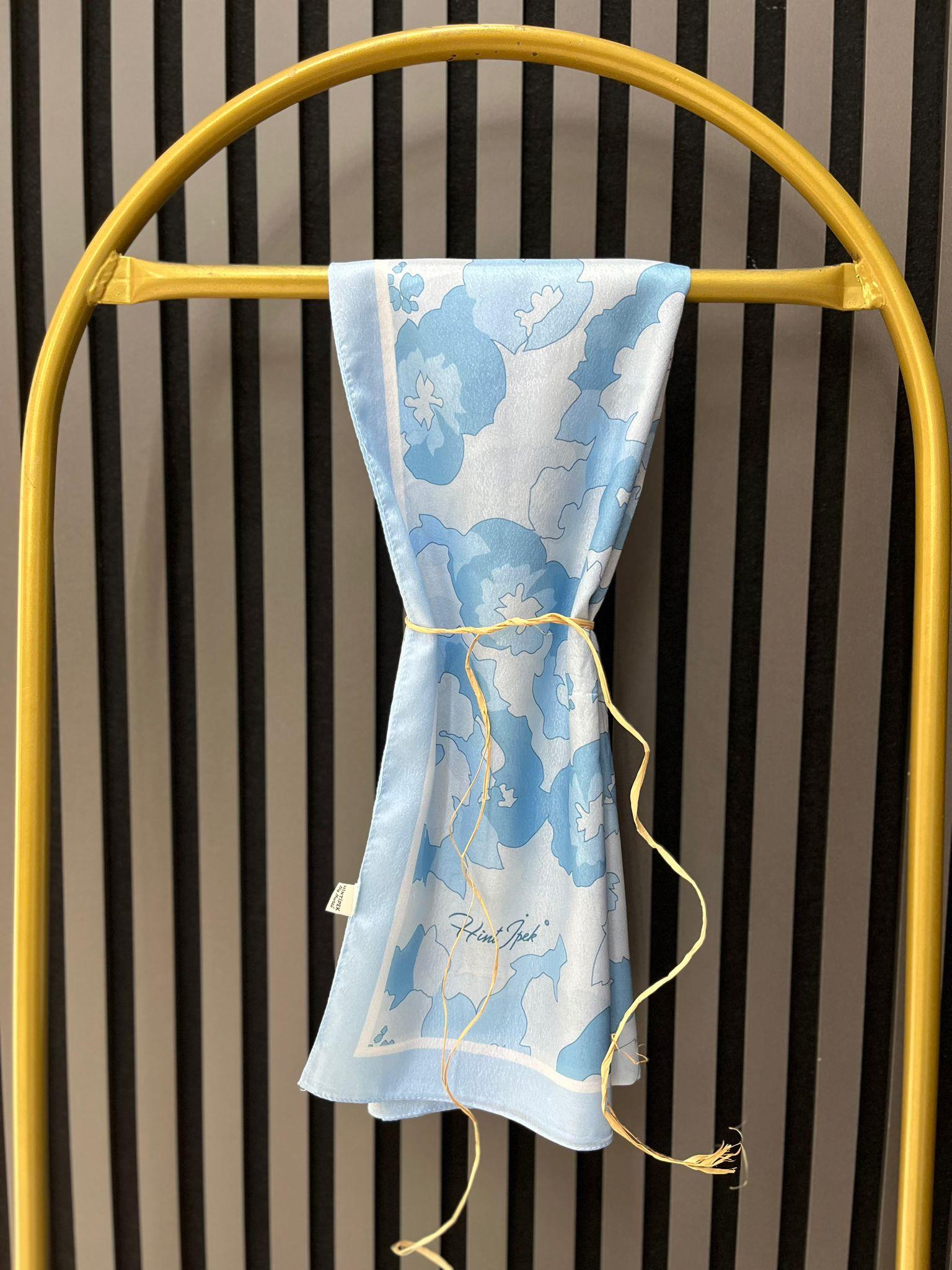 ÇİÇEK DESEN ŞAL MAVİ