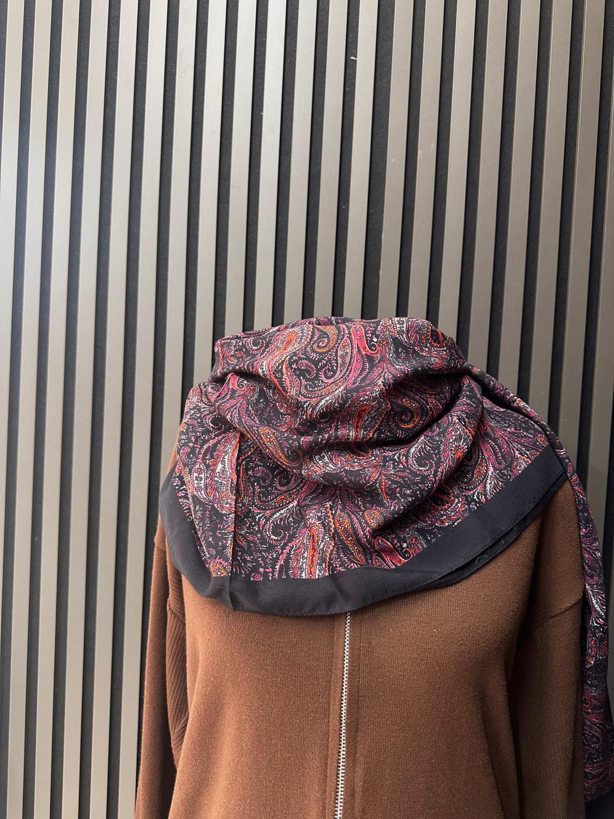 ETNİK DESEN ŞAL PEMBE SİYAH