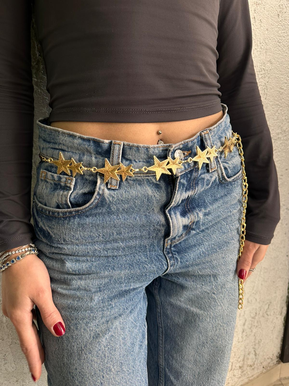 GOLD YILDIZLI ZİNCİR KEMER