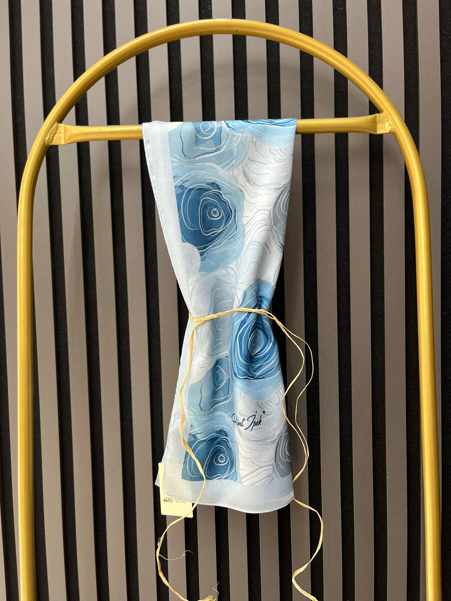 GÜL DESEN ŞAL MAVİ