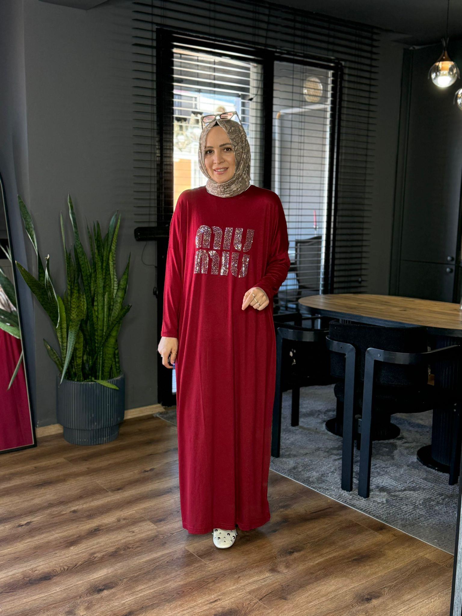 MİU PENYE ELBİSE BORDO