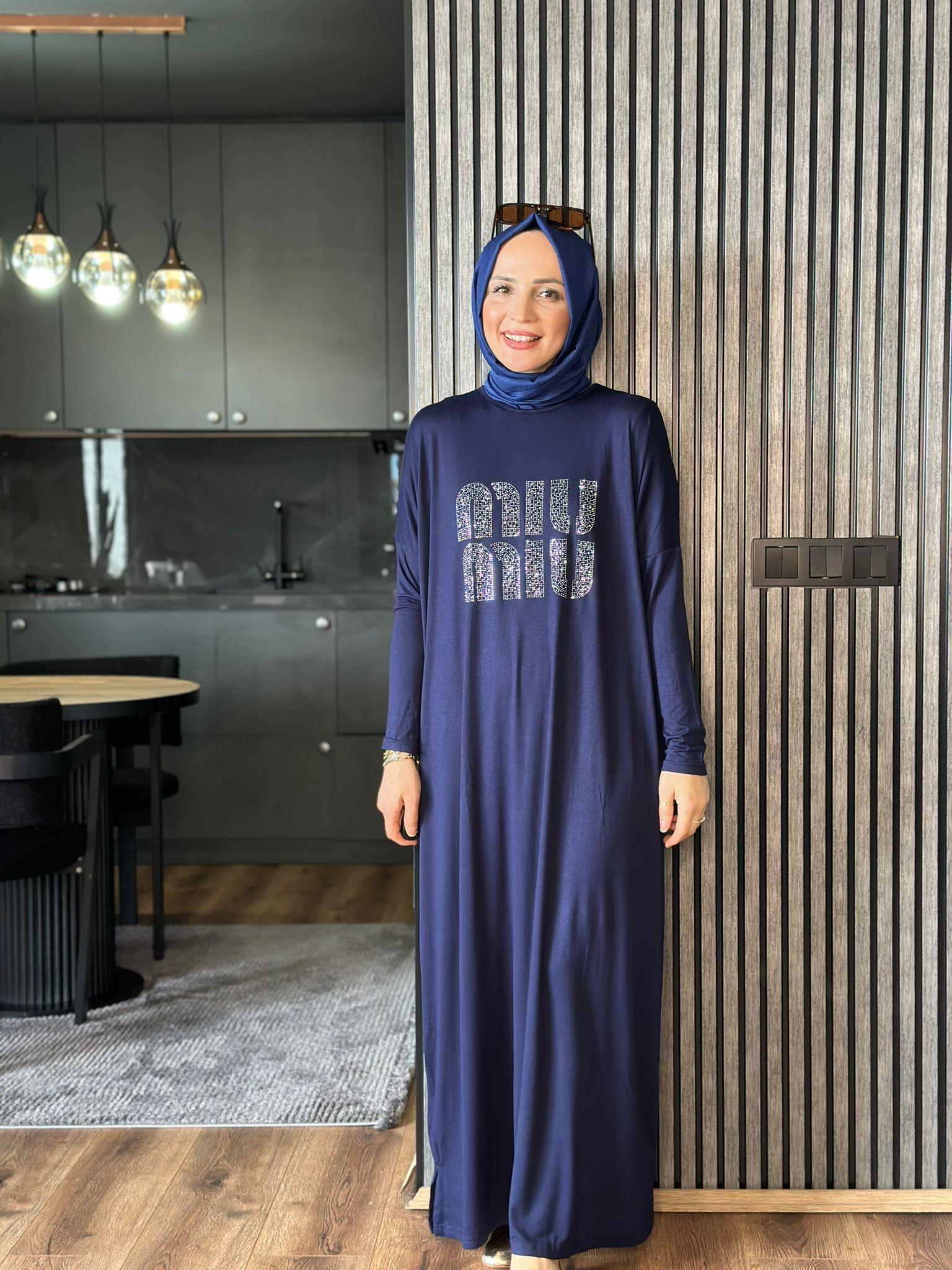 MİU PENYE ELBİSE LACİVERT STD