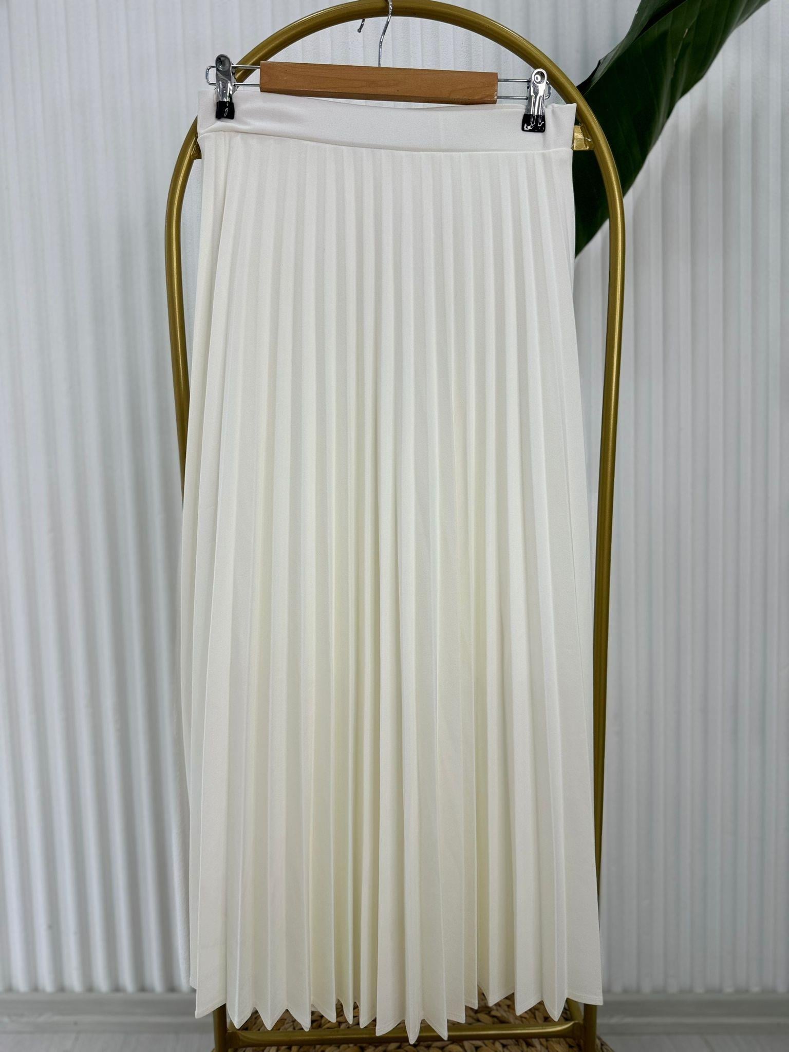 PİLİSELİ ETEK BEYAZ