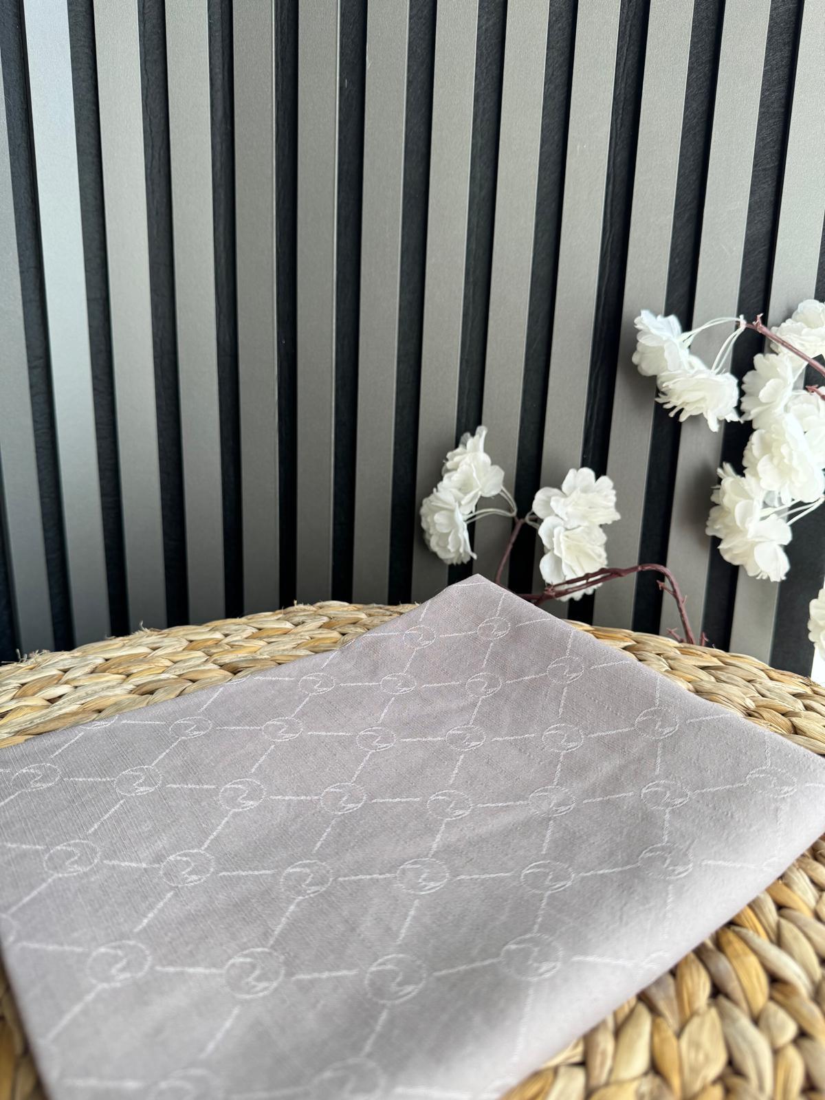 S DESEN MONOGRAM ŞAL AÇIK GRİ