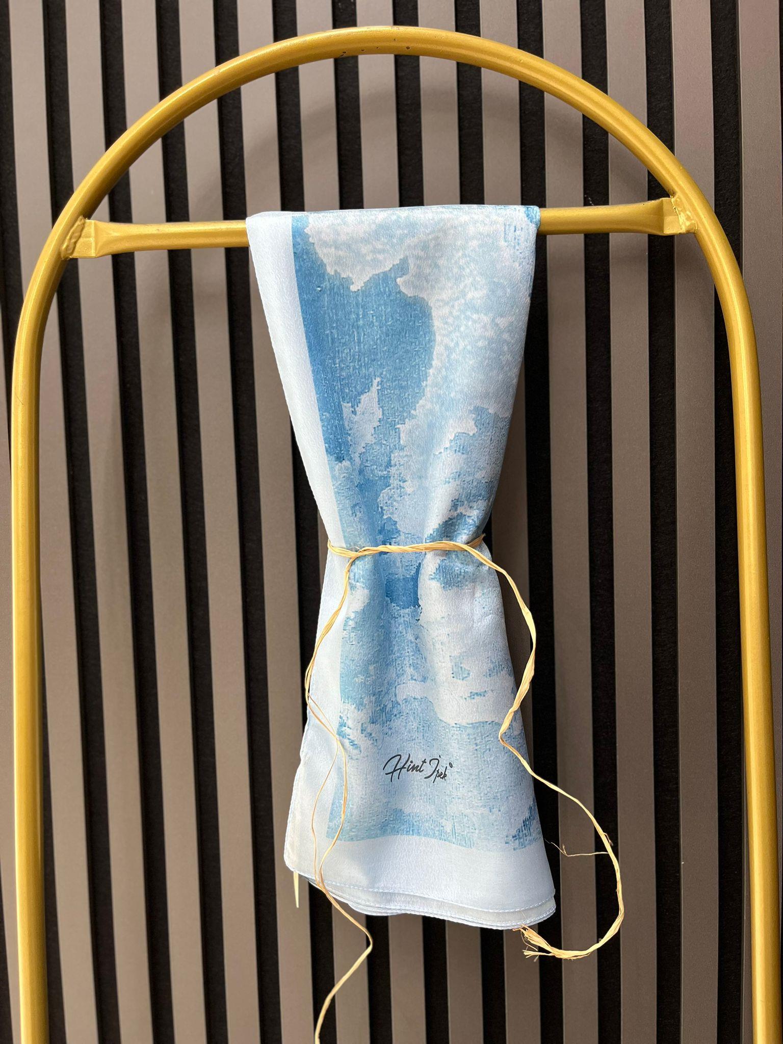 SULU BOYA DESEN ŞAL MAVİ