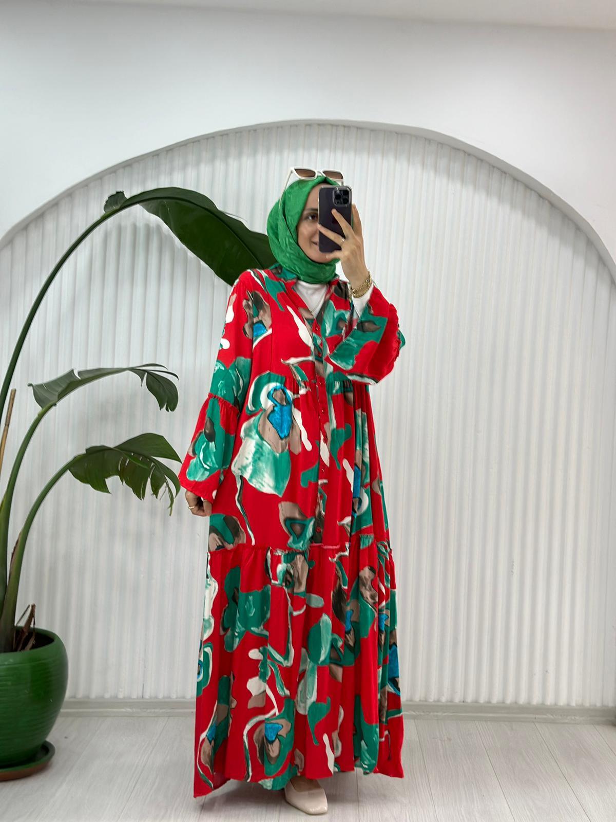 YAZLIK KIRMIZI ELBİSE STD