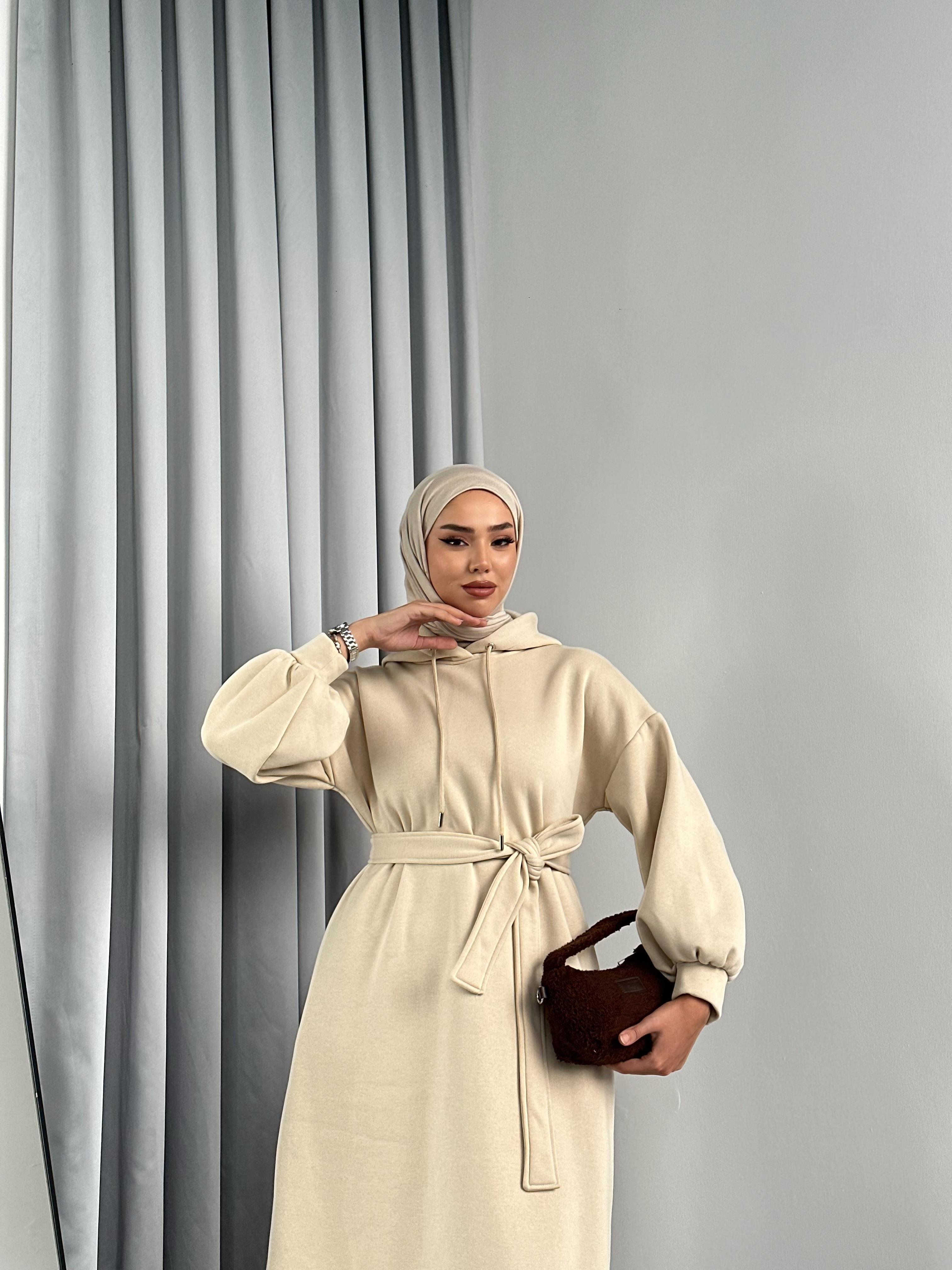 Lady 3 İplik Şardonlu Elbise Bej