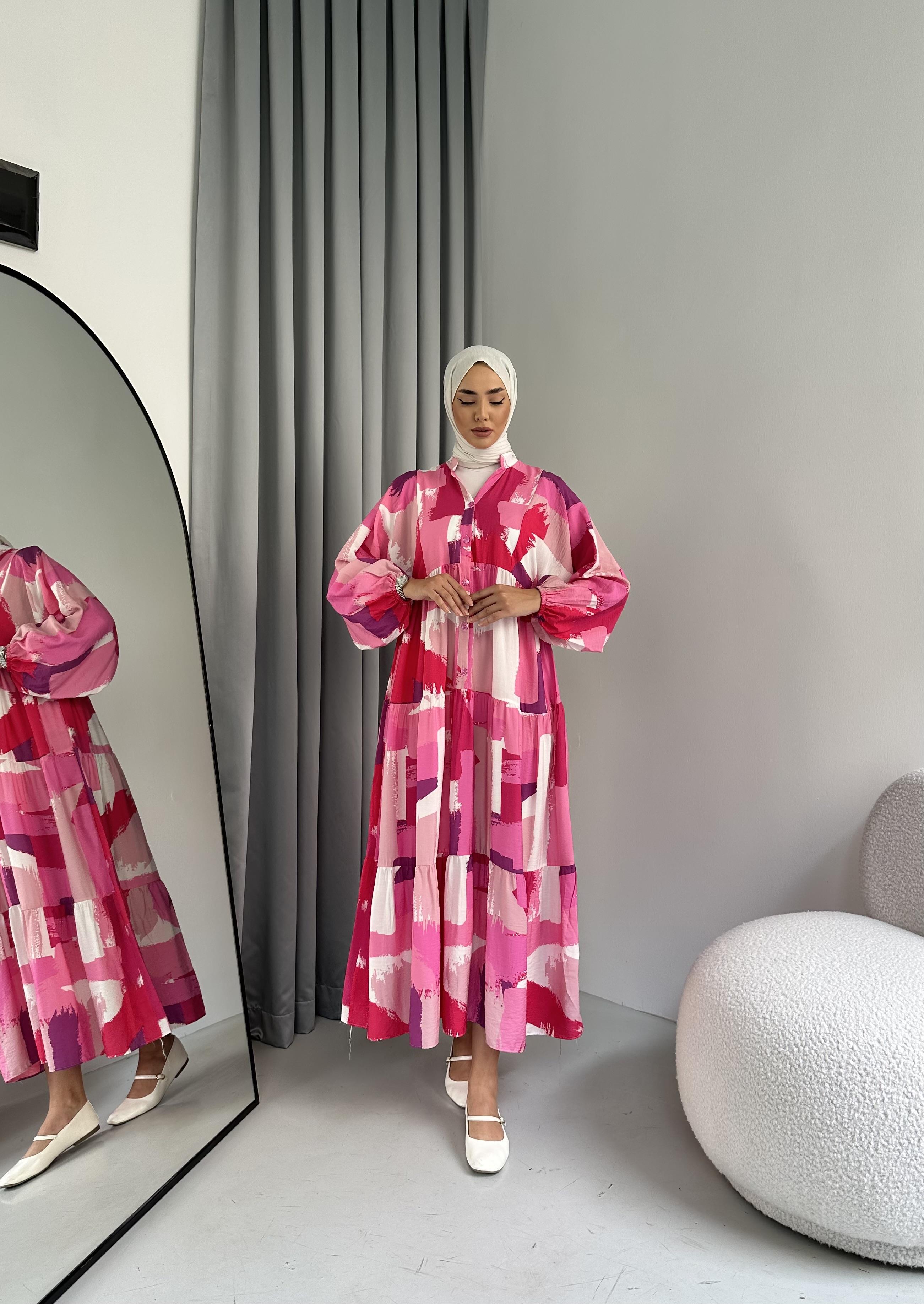 Linda Mango Elbise Pembe
