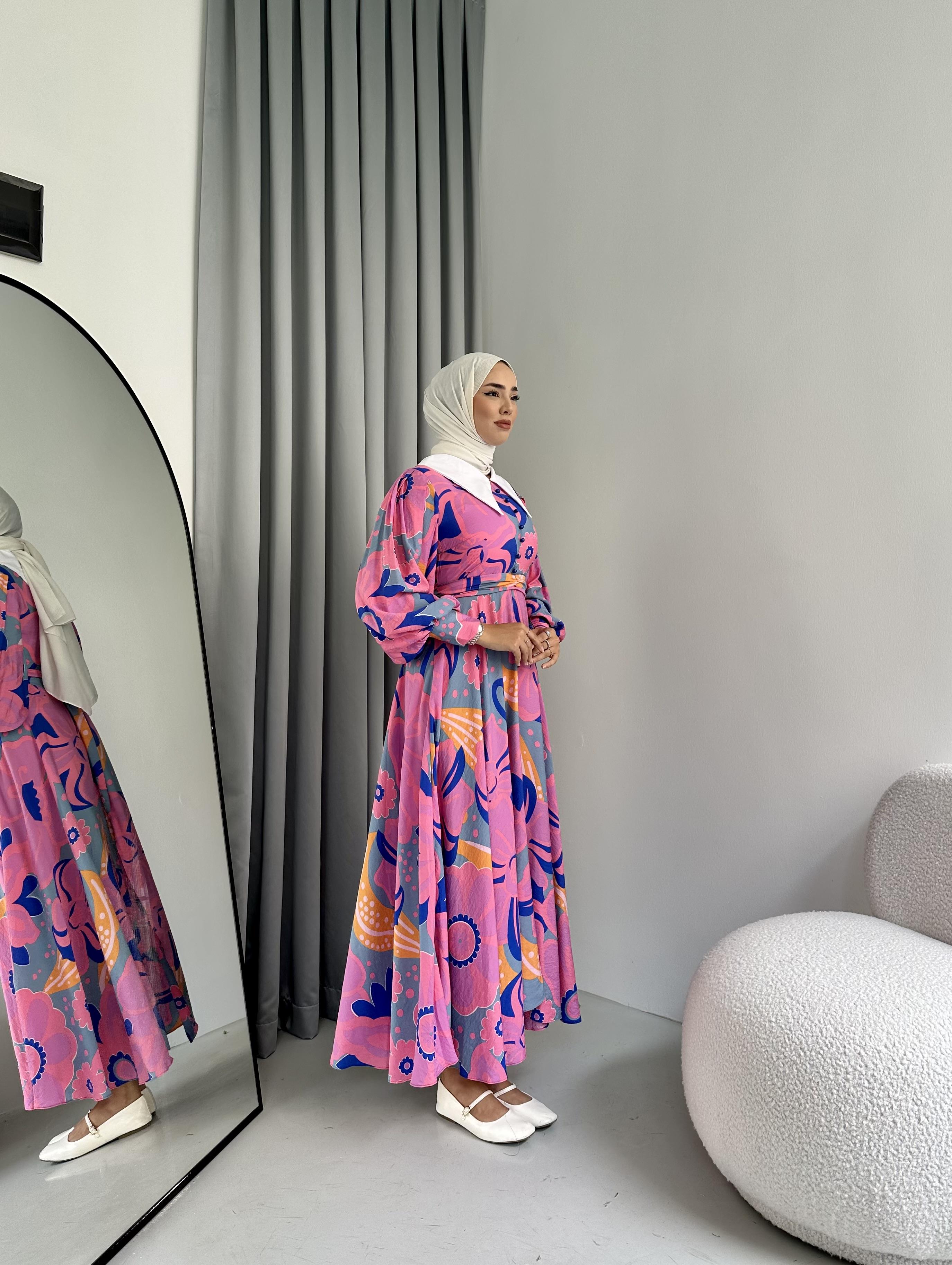 Sawe Çiçek Desenli Elbise Pembe