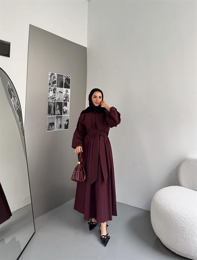 Belden Bağlamalı Ahsen Takım Bordo