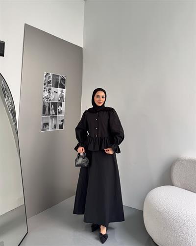 Kolları Lastikli Siina Takım Siyah