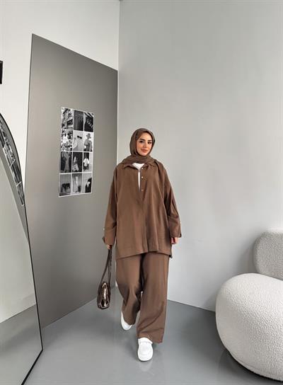 Oversize Modal Takım Kahve