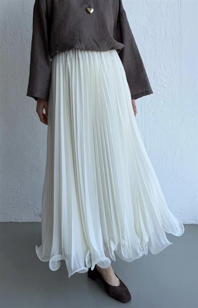 Şifon Etek Beyaz