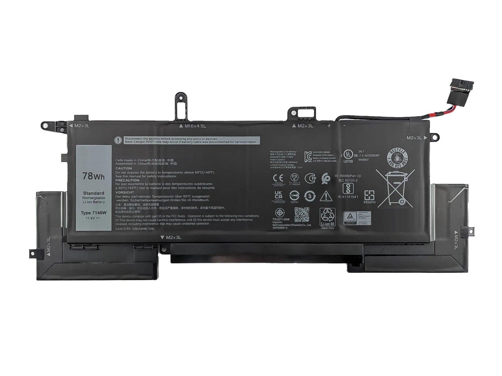 RETRO Dell Latitude 9410, 7146W Notebook Bataryası - Ver.2 - 6 Cell